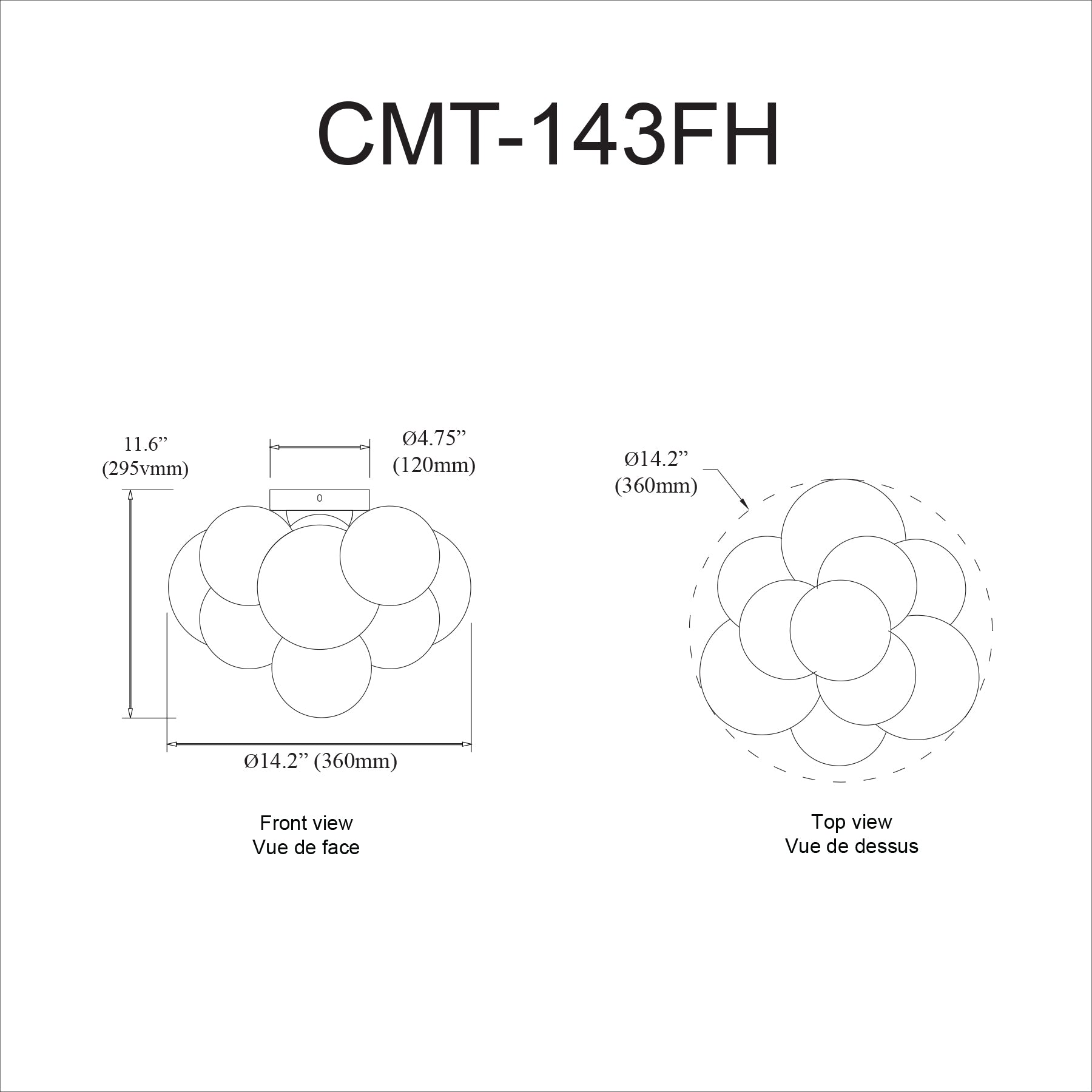 Plafonnier Transparent — Laiton vieilli | COMET