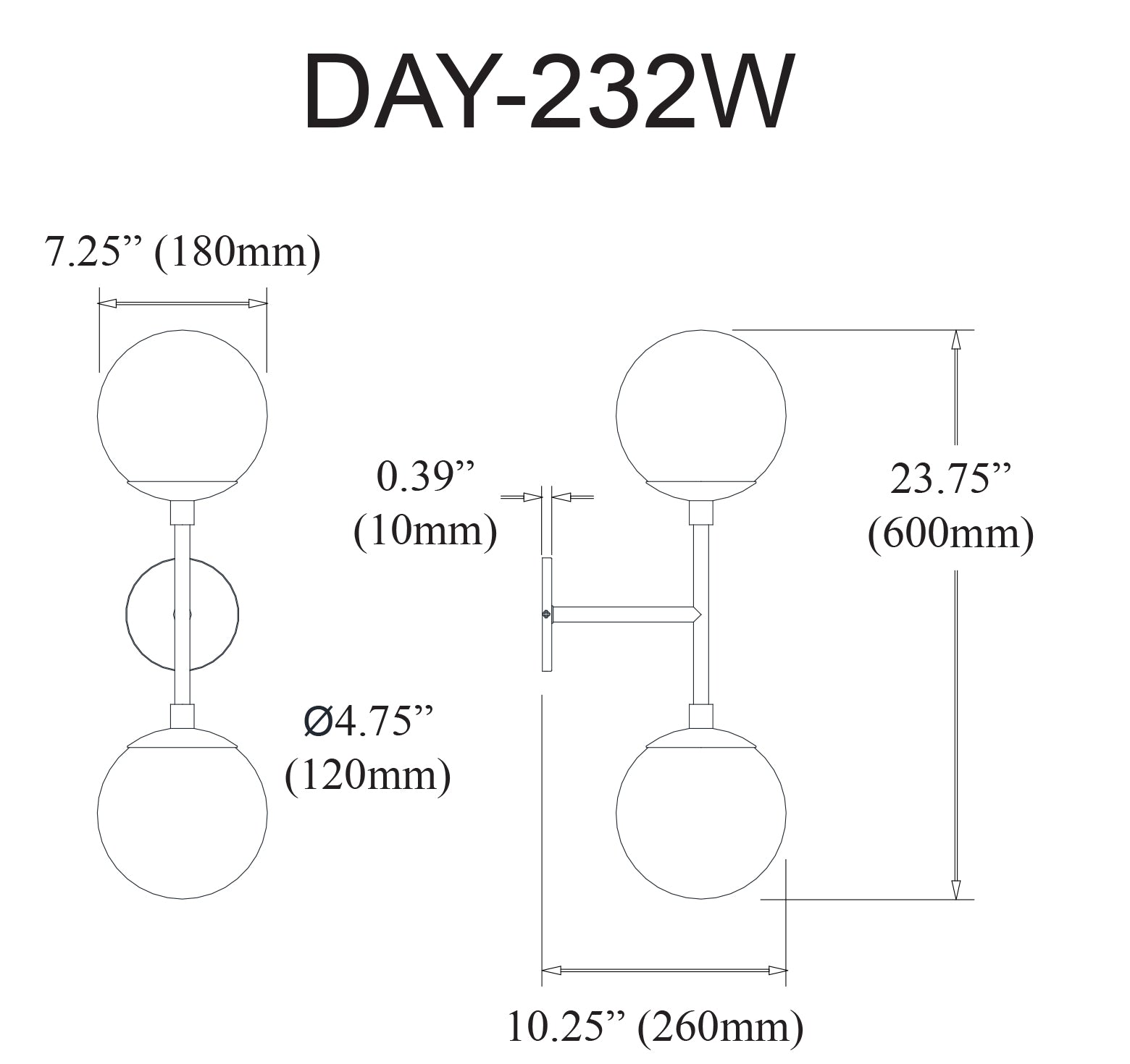 Applique murale | DAYANA — 7 po × 24 po