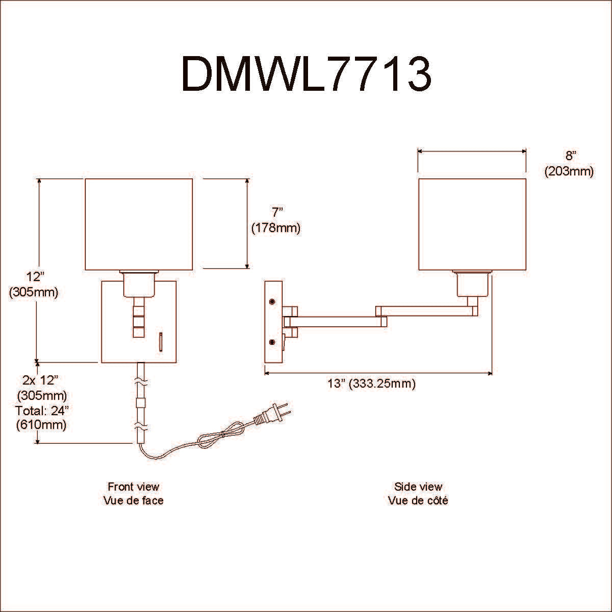 Applique murale | DMWL7713 — 8 po