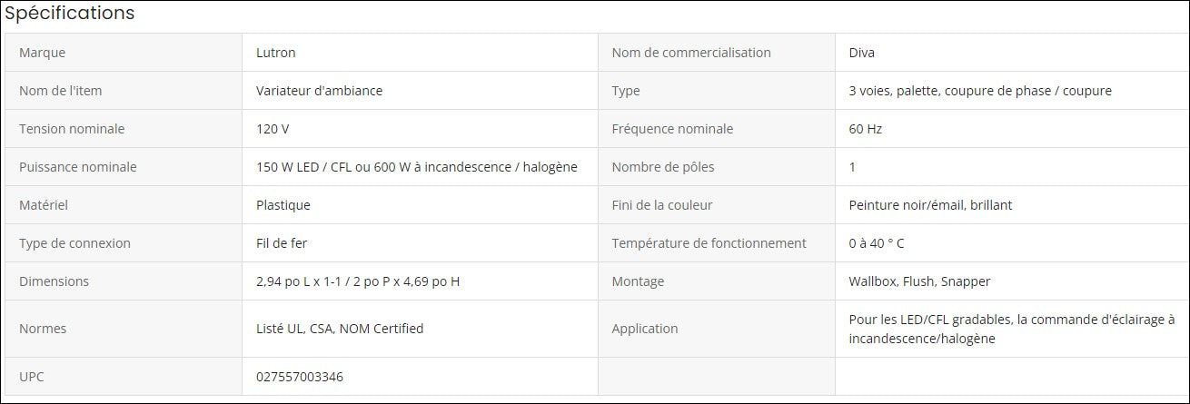 DIVA Gradateur Blanc - DVCL-153PH-W | LUTRON