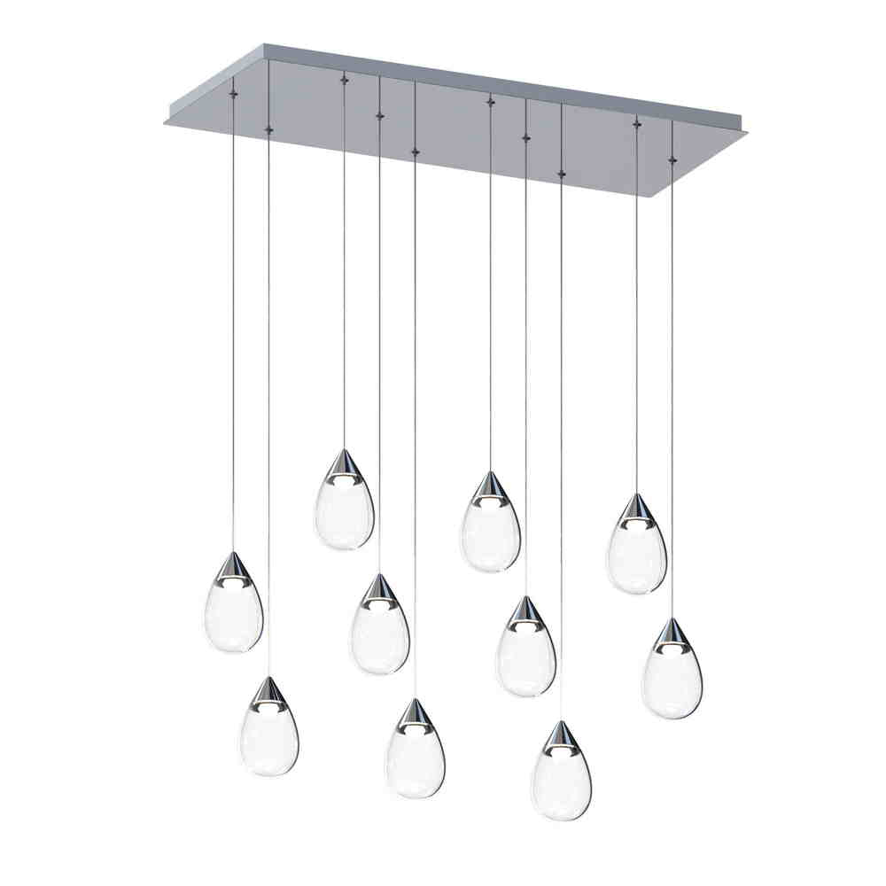 DEWDROP Suspension lineaire Chrome DEL INTÉGRÉ - E21566-18PC | MAXIM/ET2