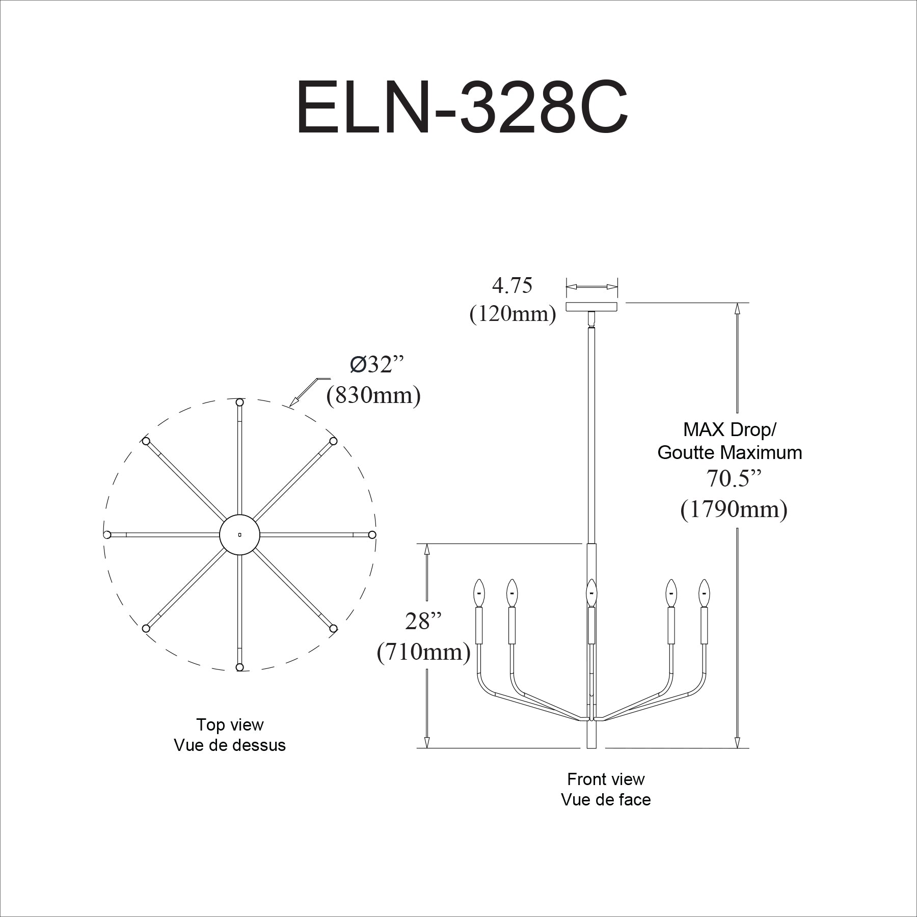 Luminaire suspendu | ELEANOR — 32 po × 28 po