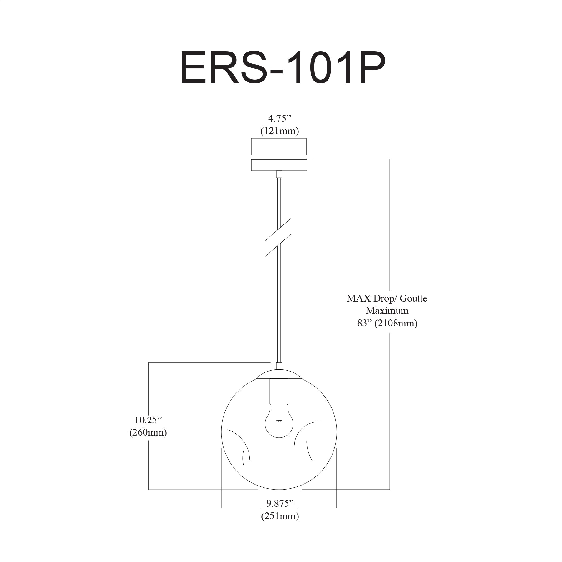 Luminaire suspendu Fumé | ERIS — 10 po