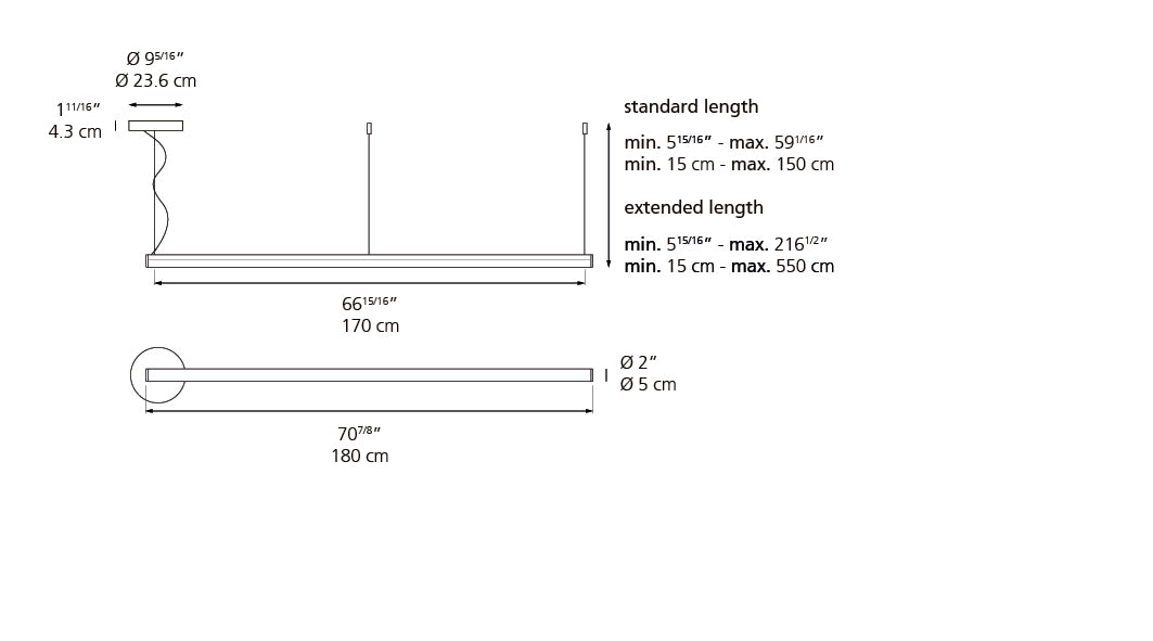 Suspension | Alphabet Of Light — Susp Linear 180 Led 50W 3000 K