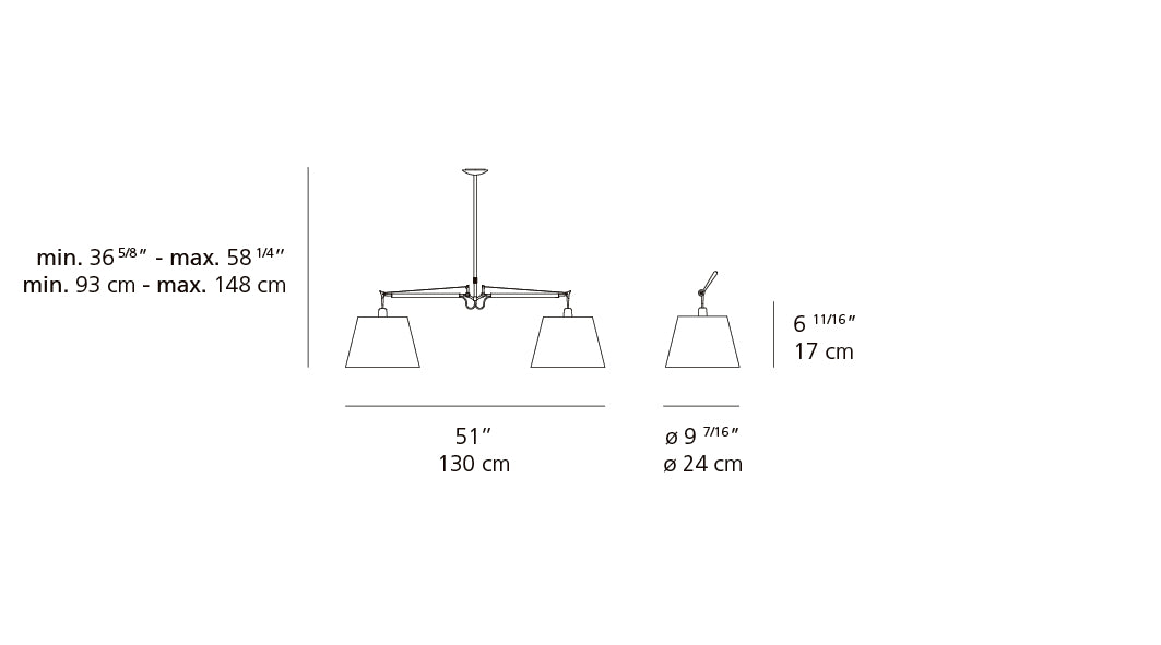 Suspension | Tolomeo double shade — Tolomeo Dbl Shade Susp 2X100W