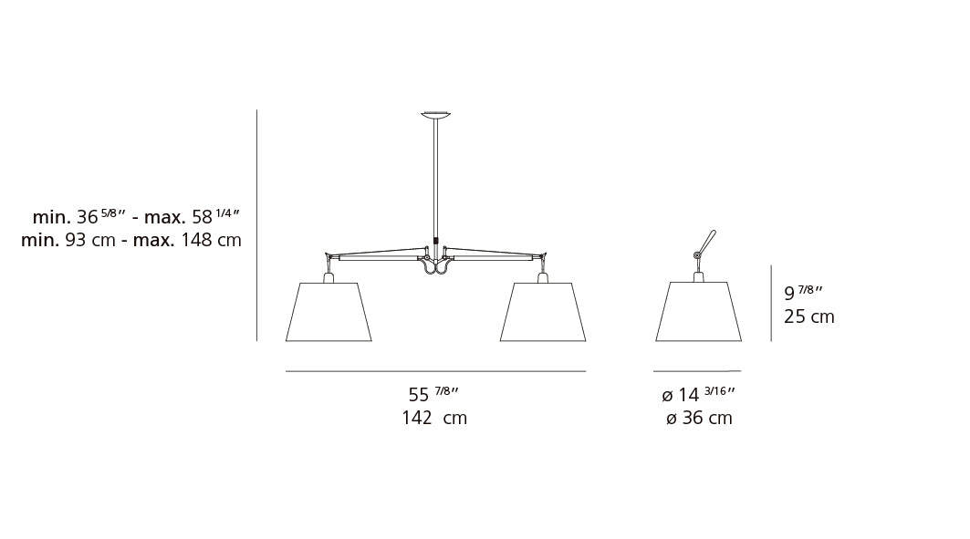 Suspension | Tolomeo double shade — Tolomeo DBL. Shade SUSP. 14IN