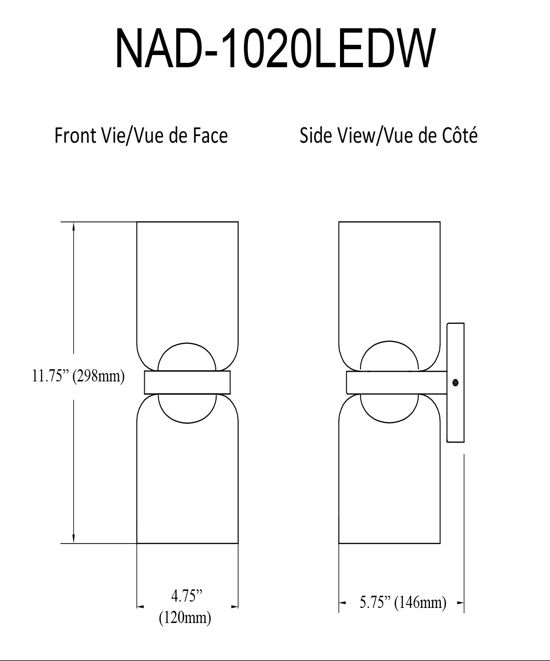 Applique murale | NADINE — 5 po × 12 po