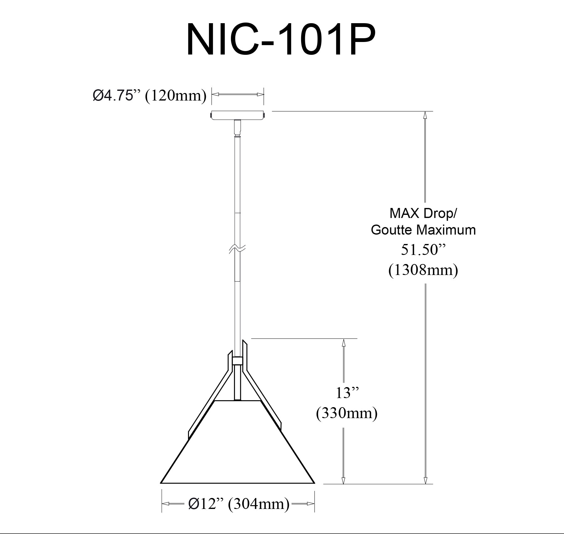 Luminaire suspendu | NICOLE — 12 po