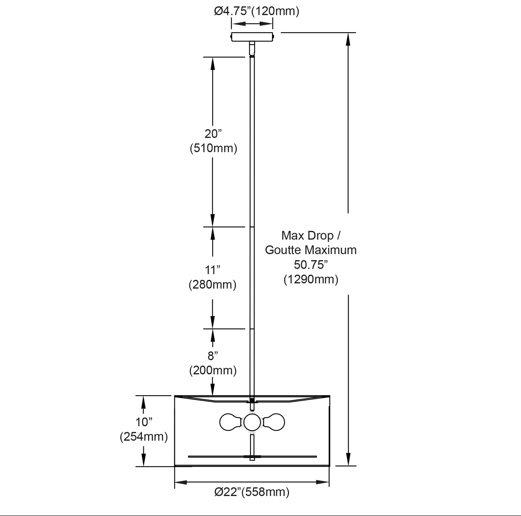 Luminaire suspendu Blanc | PORSCHA — 22 po