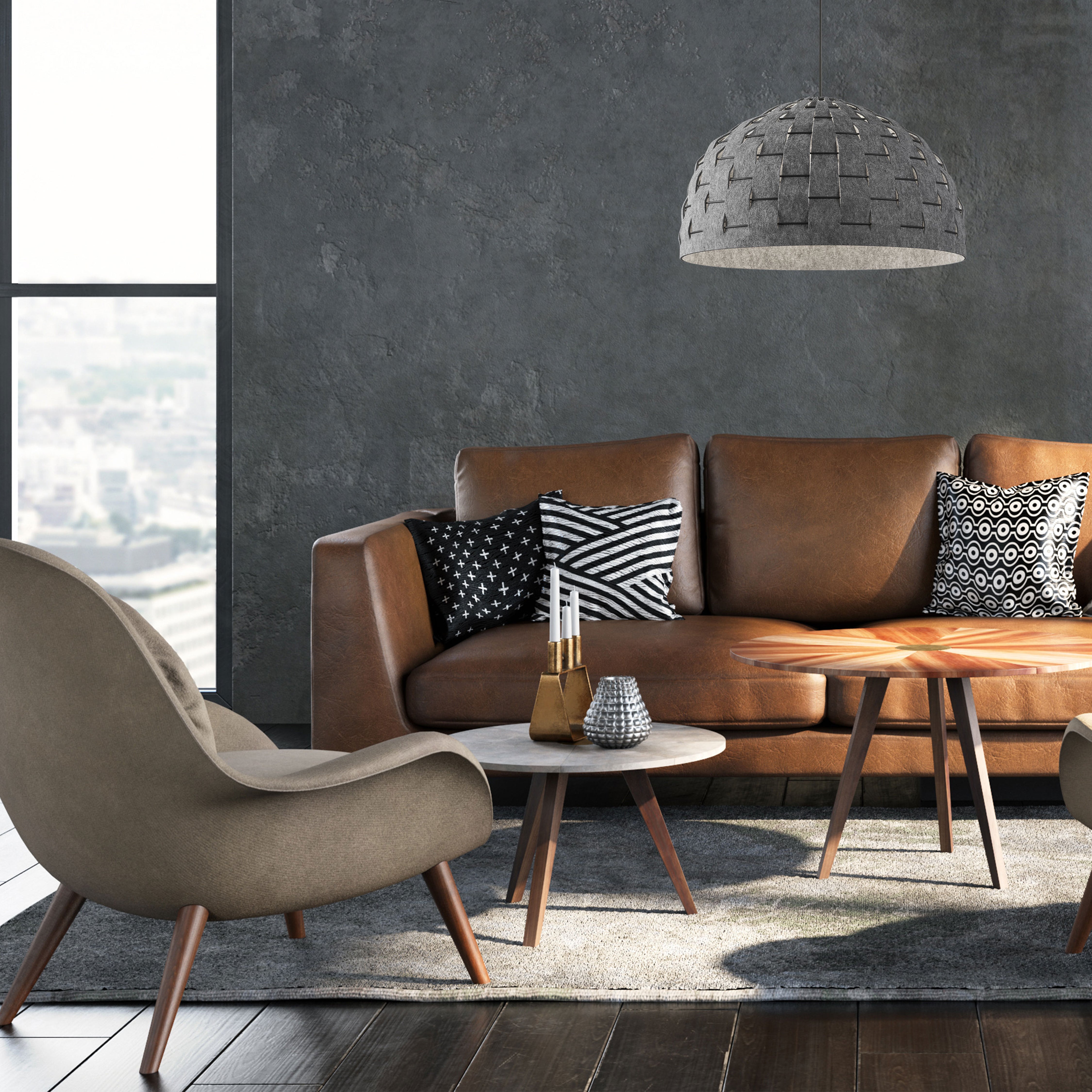 Luminaire suspendu Gris | PRISCILLA — 24 po