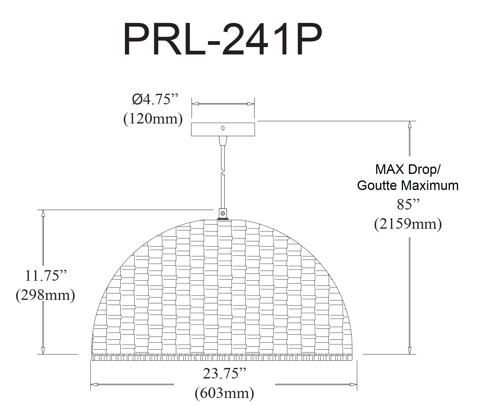 Luminaire suspendu Naturel | POUREL — 24 po × 12 po