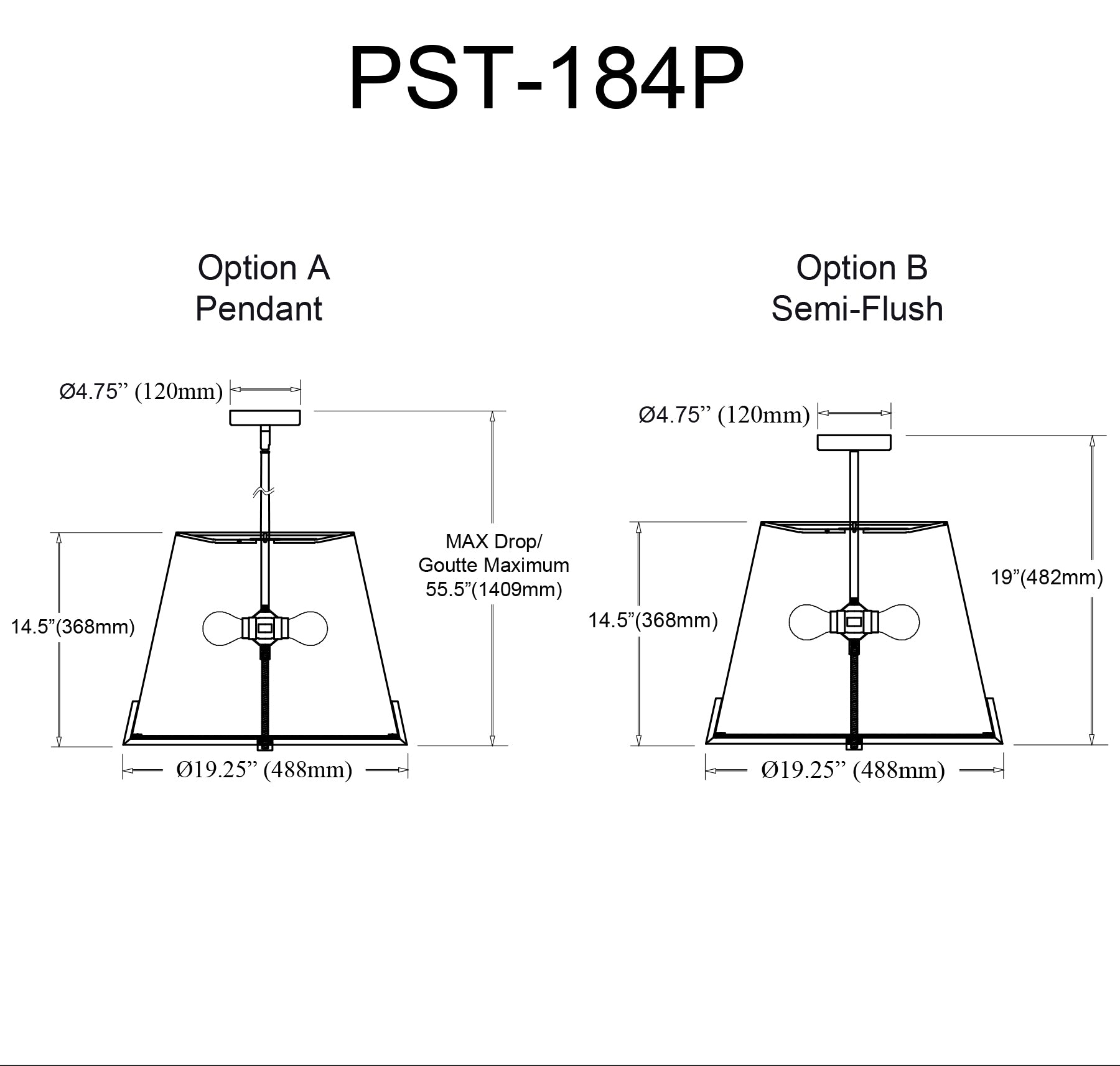 Luminaire suspendu | PRESTON — 19 po