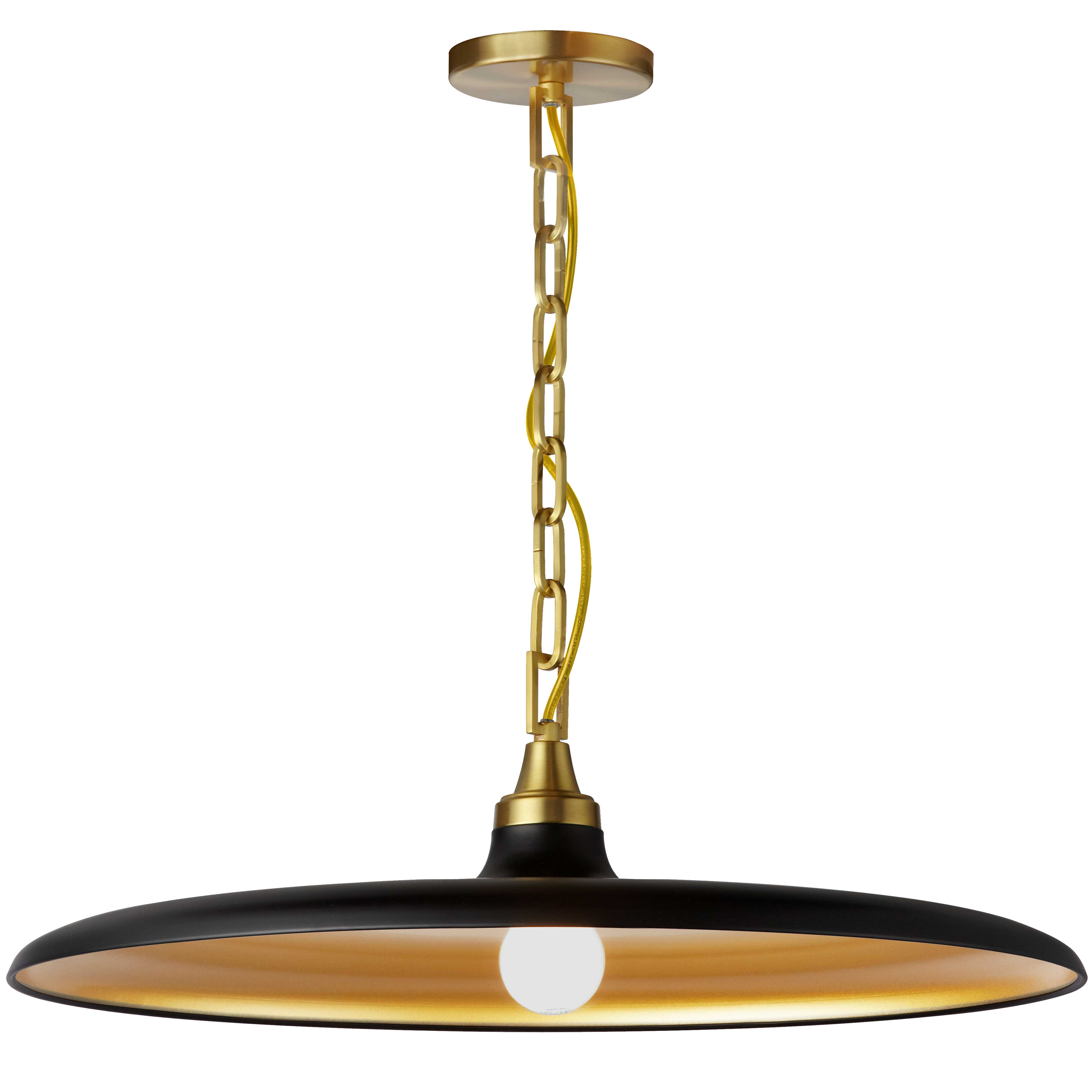 Luminaire suspendu Noir mat et laiton vieilli | QUENTIN