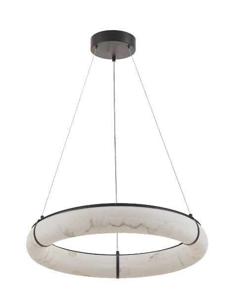 Luminaire suspendu Noir mat et albâtre | REUBEN