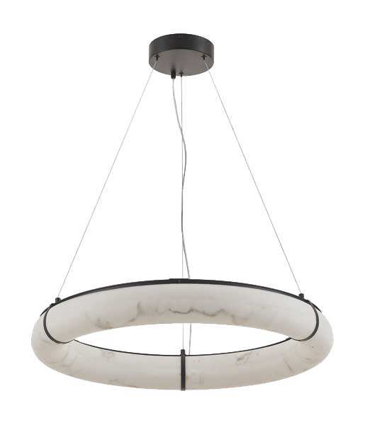 Luminaire suspendu Noir mat et albâtre | REUBEN