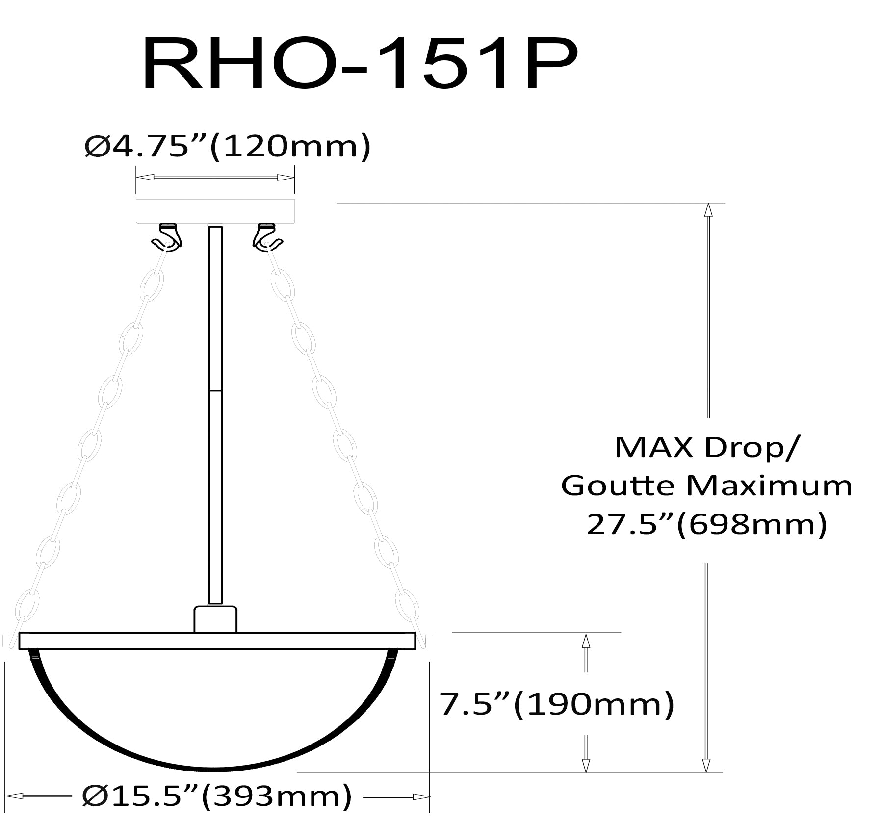 Luminaire suspendu | RHONDA — 16 po