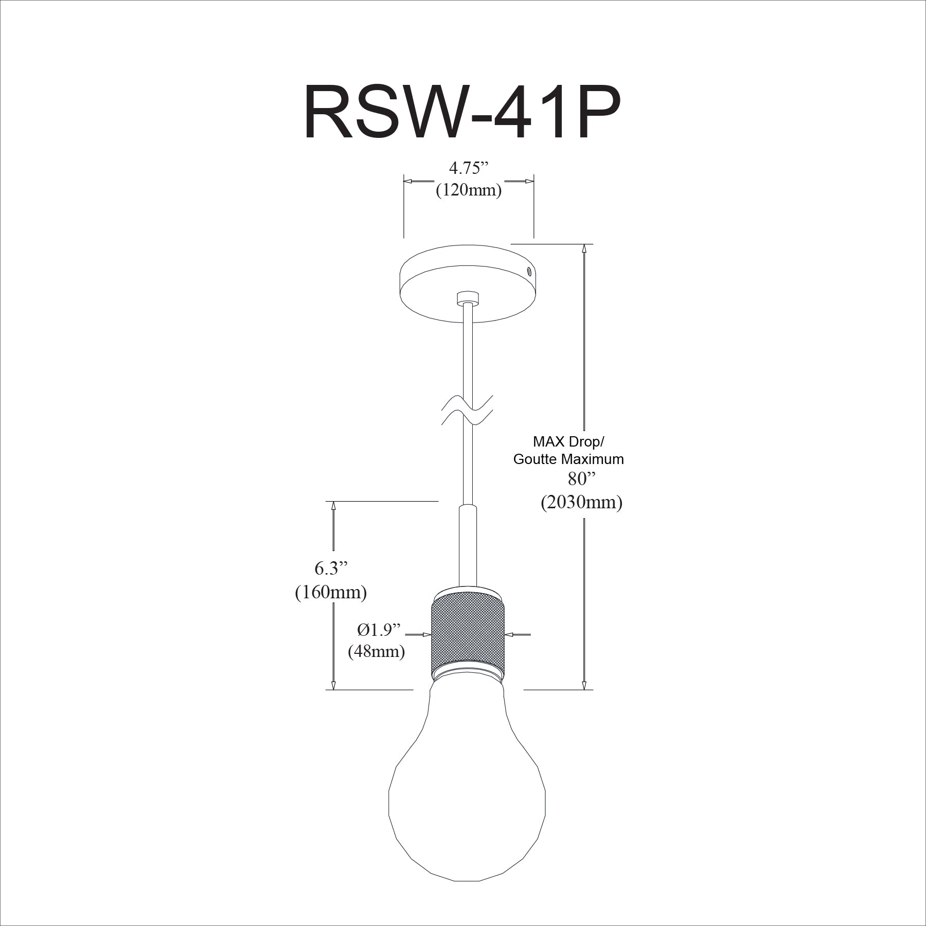 Luminaire suspendu | ROSWELL — 2 po