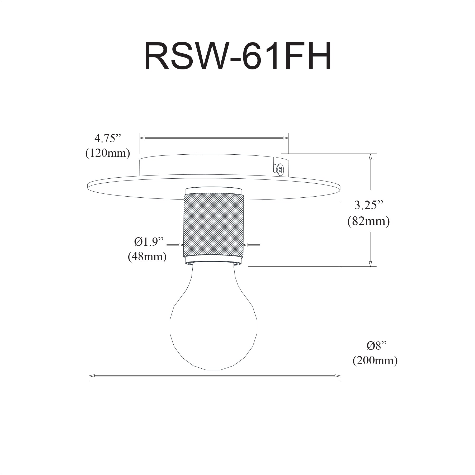 Plafonnier | ROSWELL — 8 po