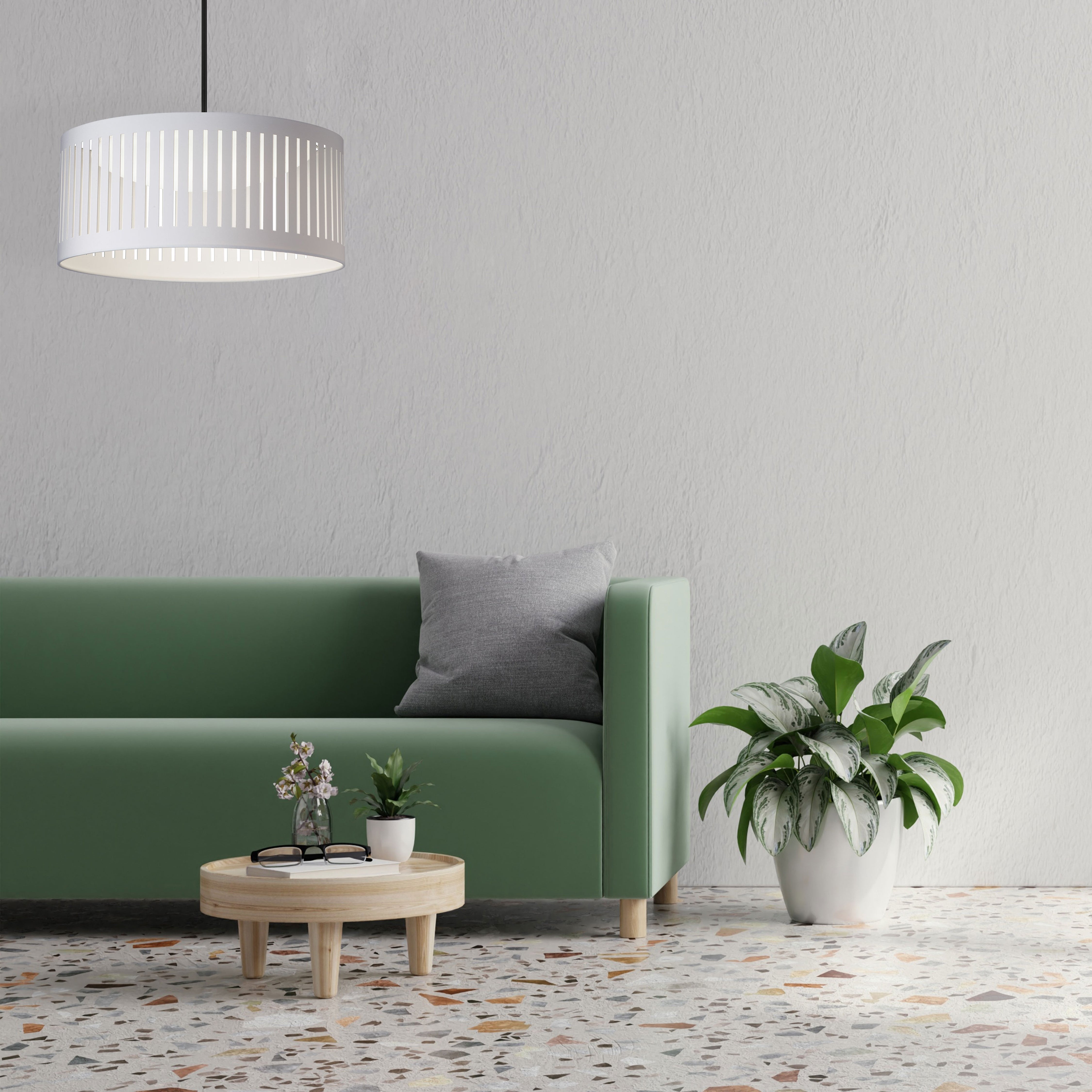 Luminaire suspendu Blanc | SLIT DRUM — 20 po