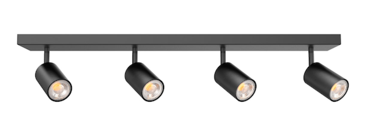 Projecteur quadruple sur rail Noir |