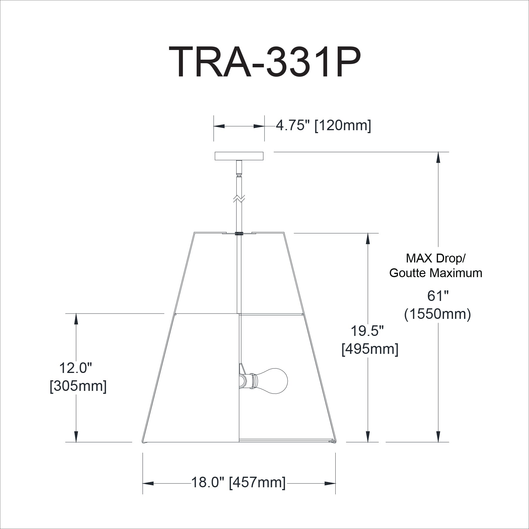 Luminaire suspendu Crème — Noir | TRAPEZOID