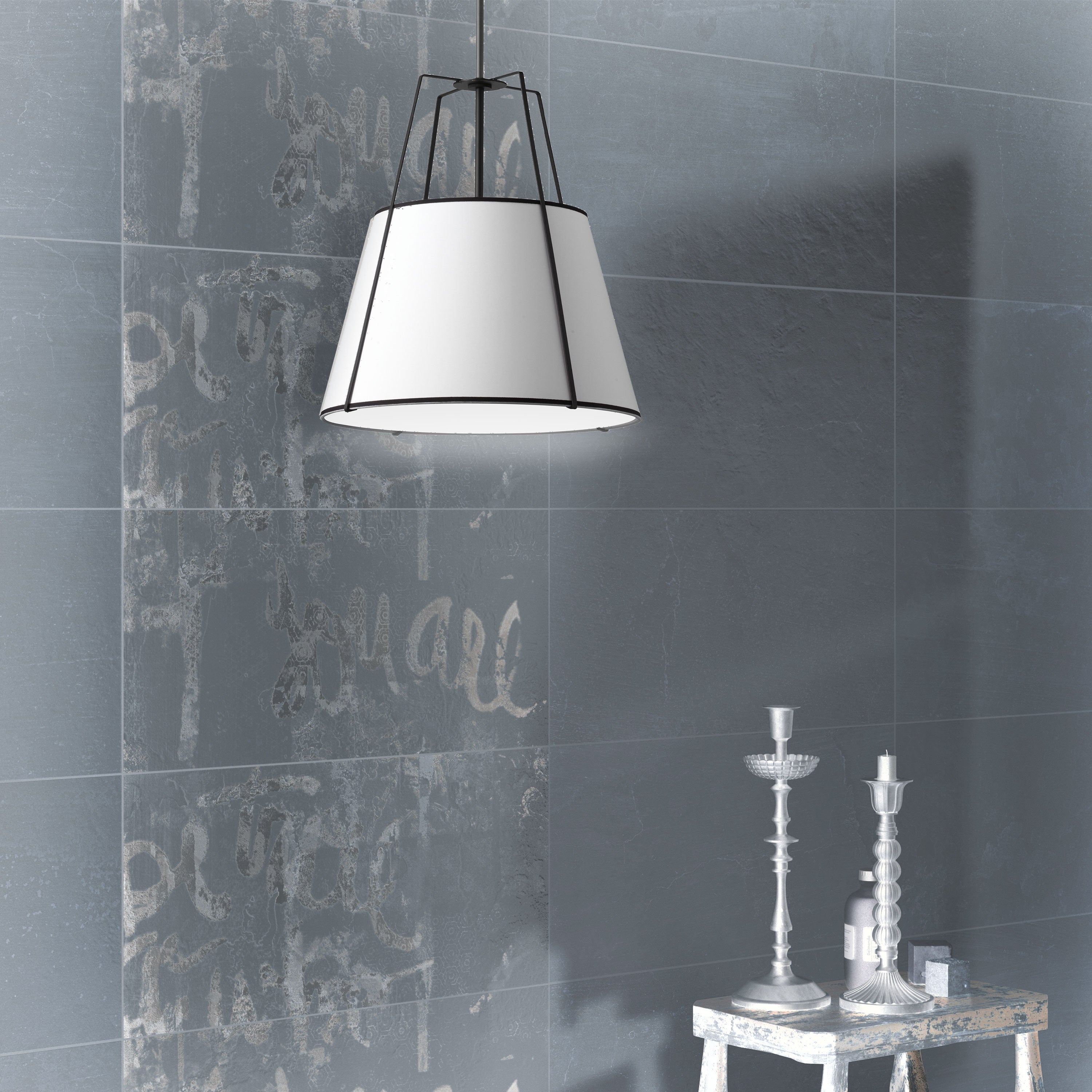 Luminaire suspendu Crème — Noir | TRAPEZOID