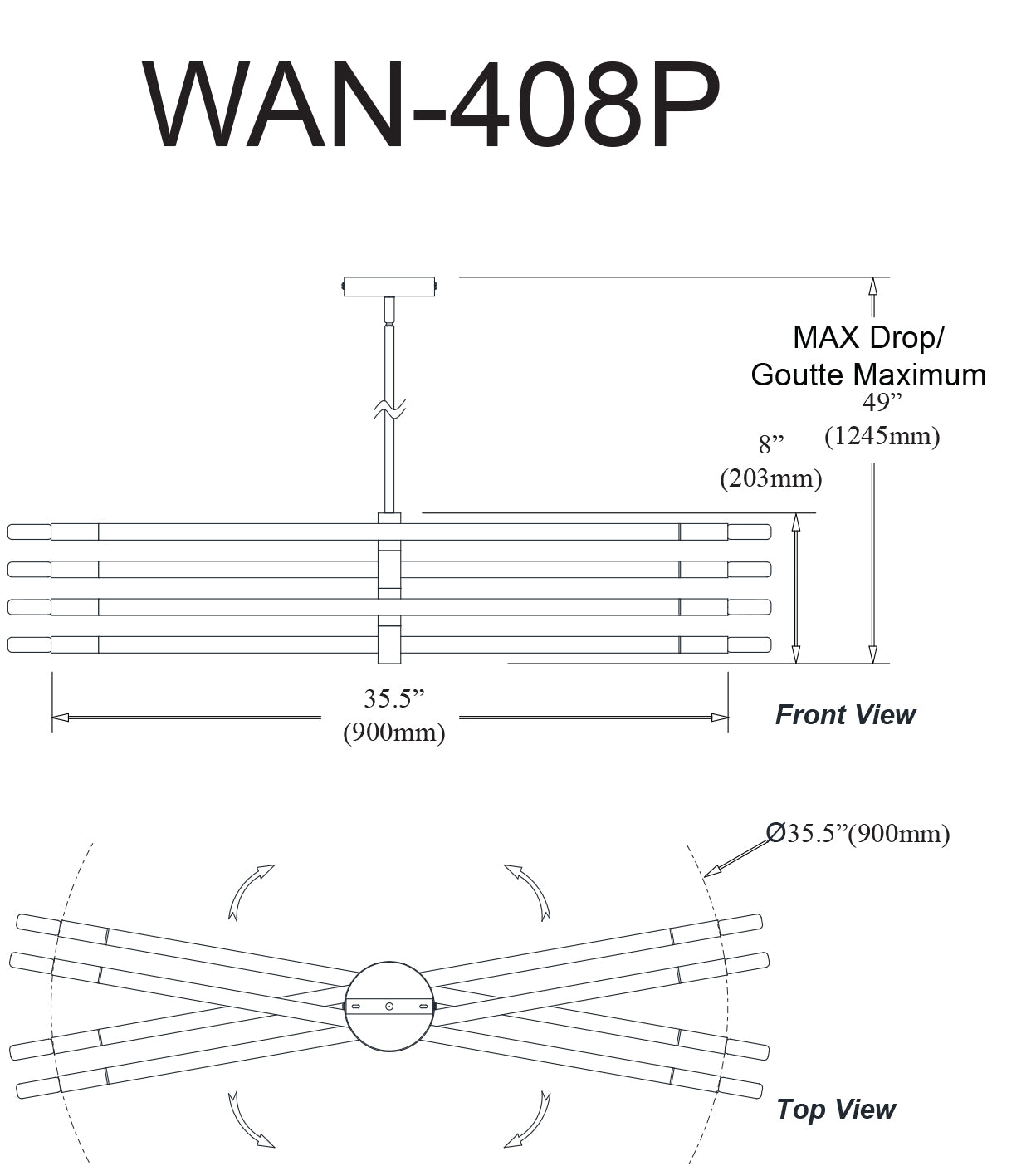 Luminaire suspendu | WAND — 36 po × 8 po