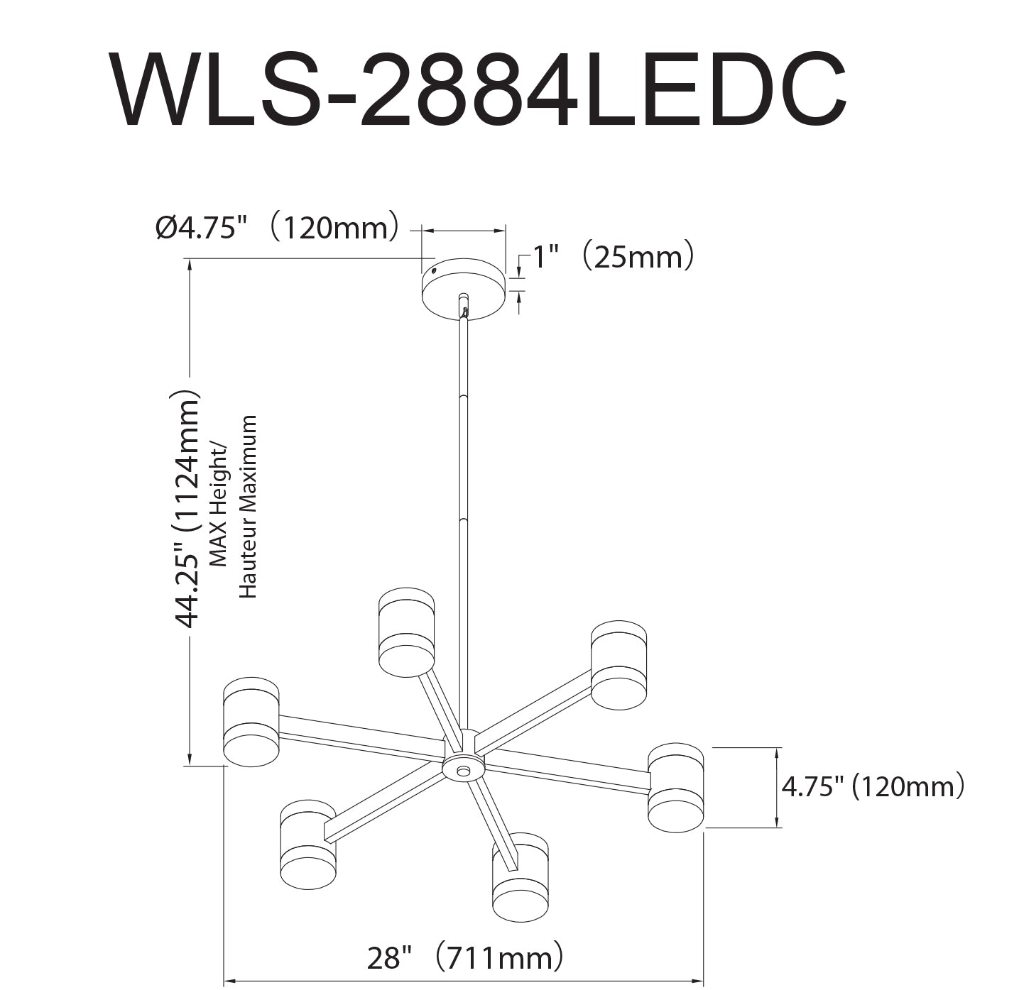 Luminaire suspendu Noir | WILSON — 28 po