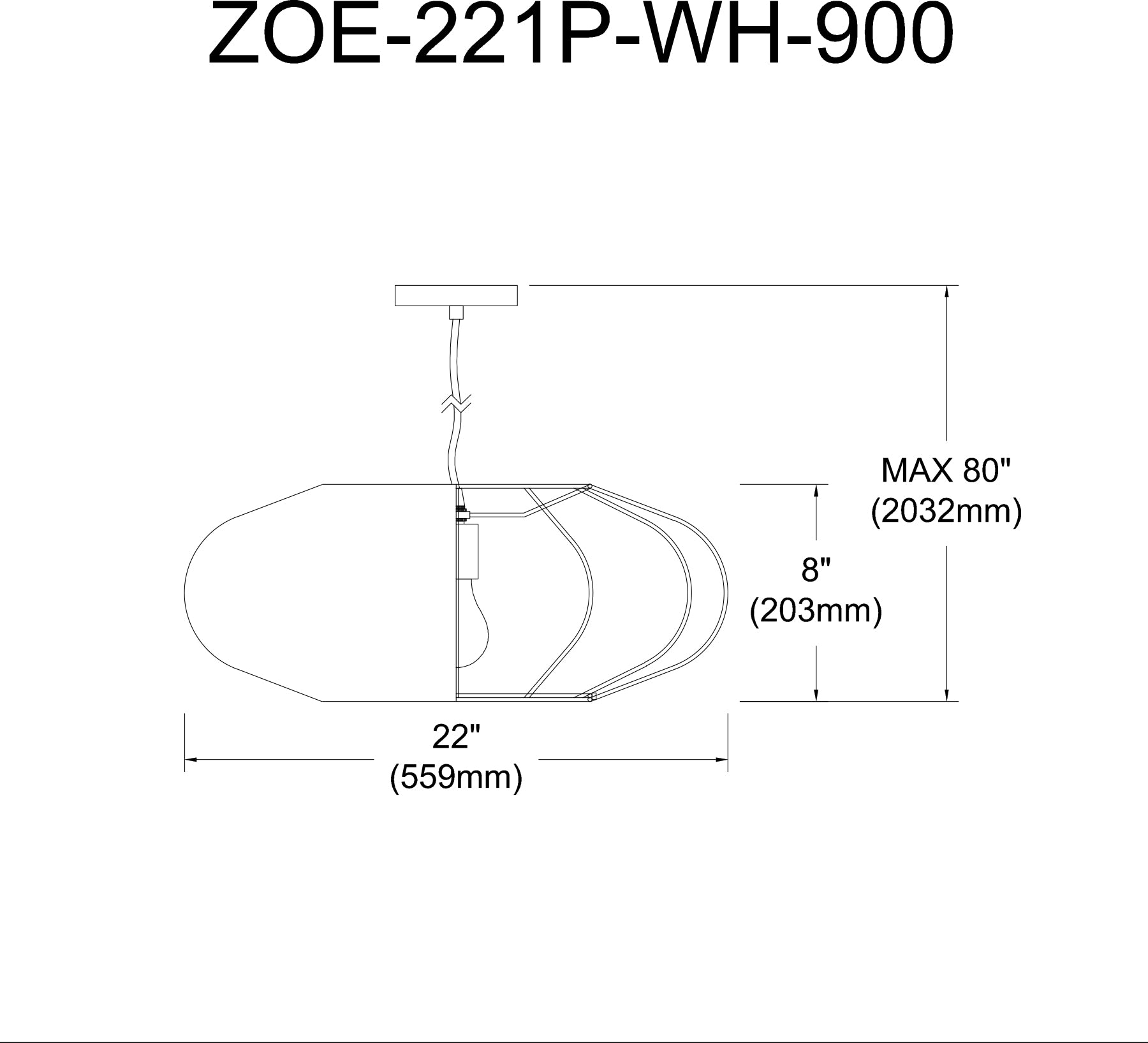 Luminaire suspendu Blanc | ZOEY — 20 po