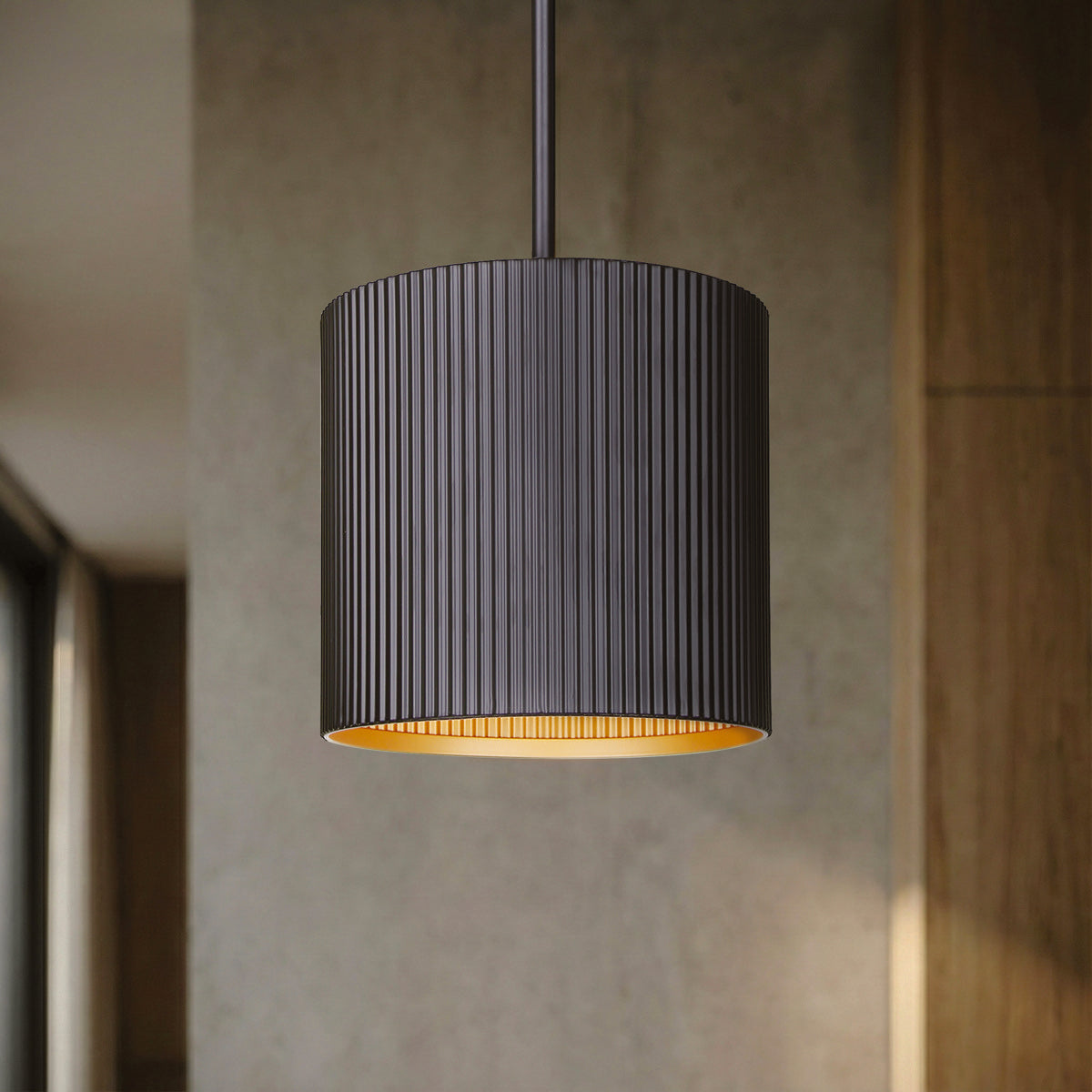 Luminaire suspendu Noir mat et or peint | REXTON