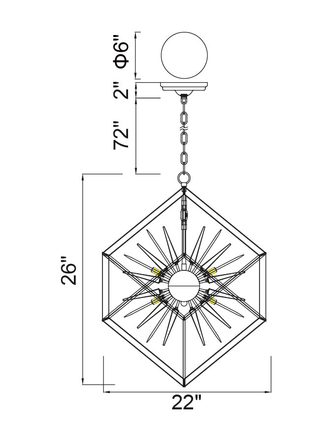 Lustre 6 lumières | Starburst
