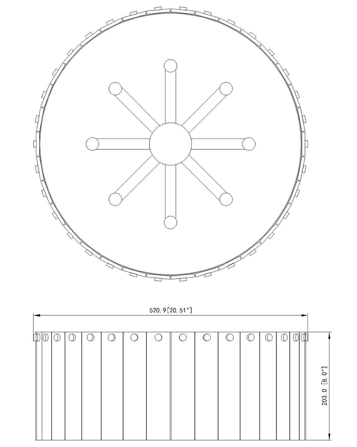 Plafonnier 8 lumières | Glacier
