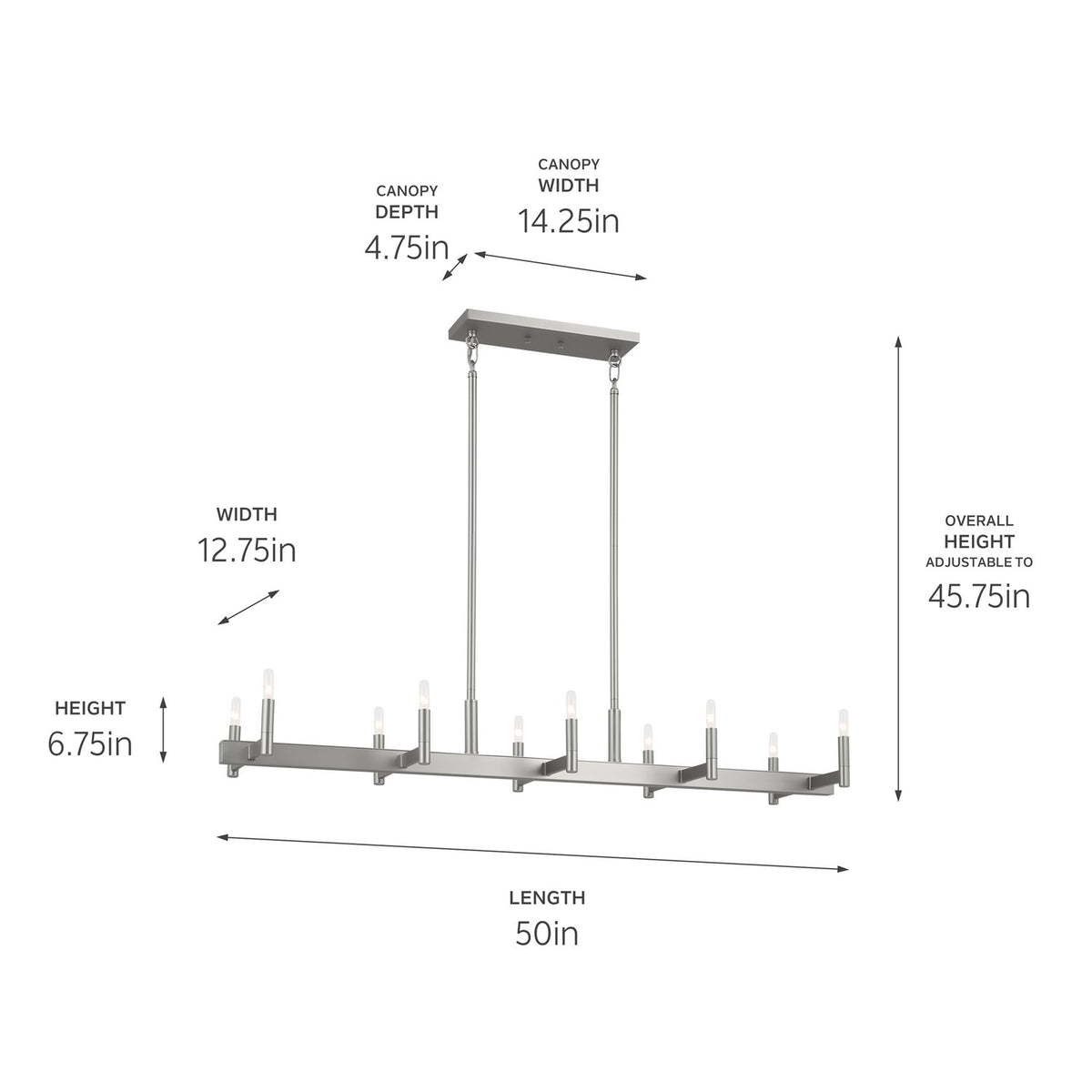 Lustre linéaire 10 lumières | Erzo