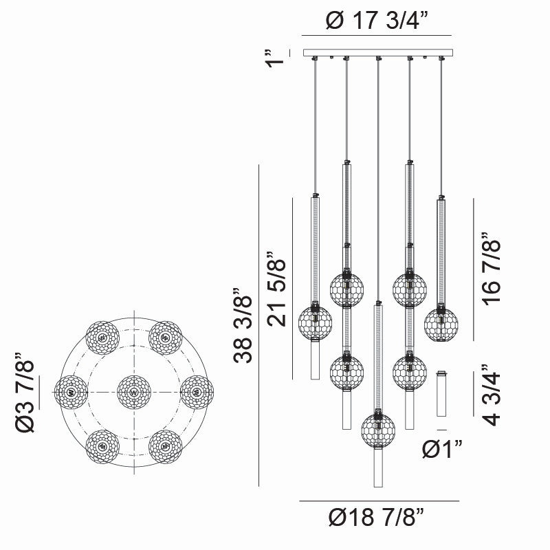 Suspension 7 lumières | WINDCHIMER