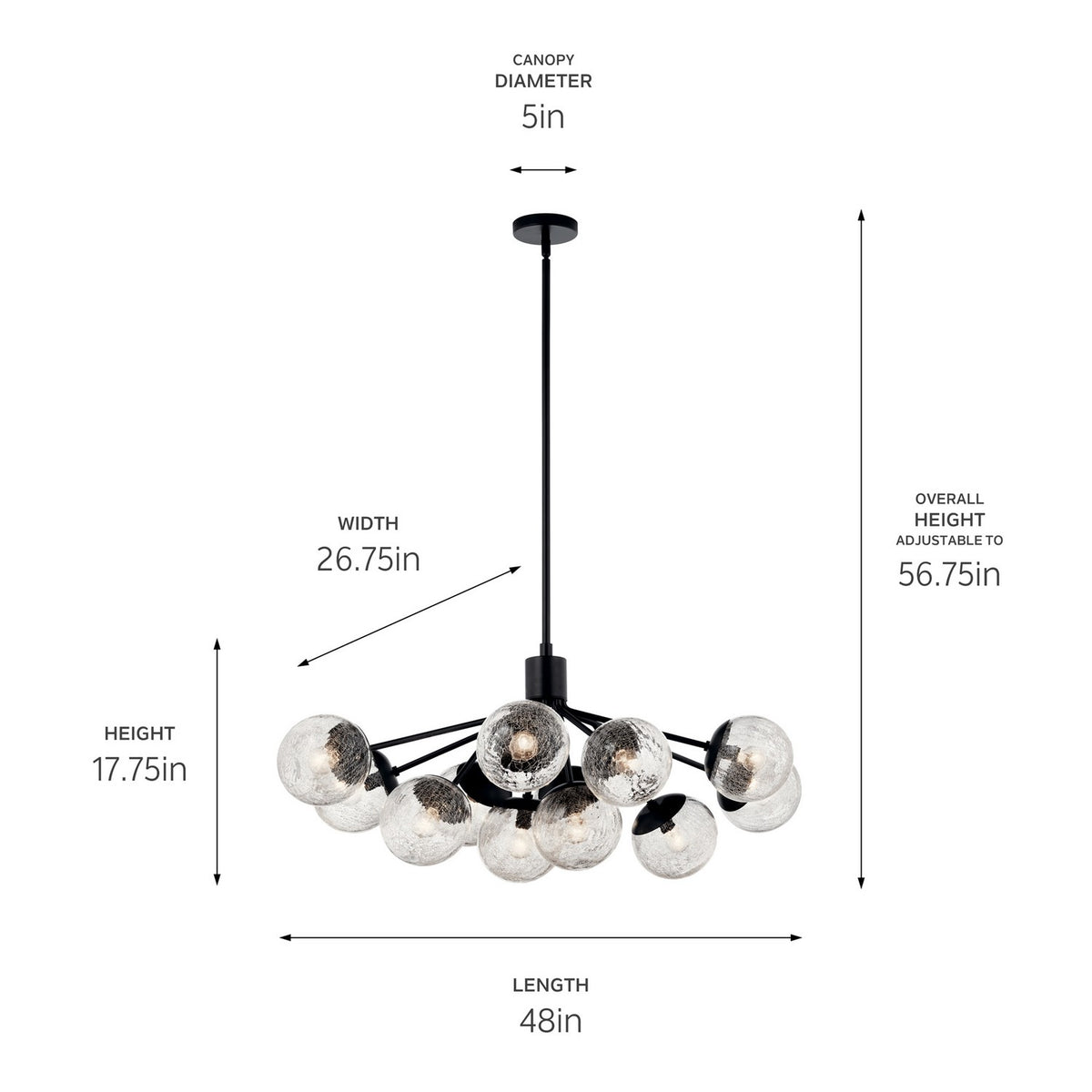 Lustre linéaire convertible 12 lumières | Silvarious