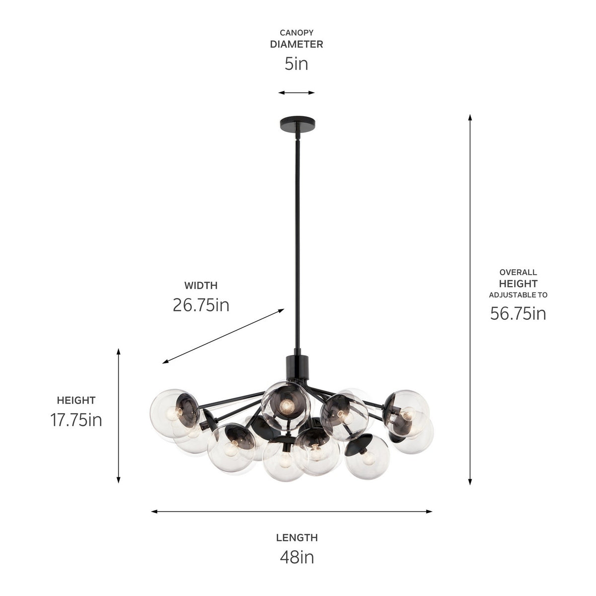 Lustre linéaire convertible 12 lumières | Silvarious