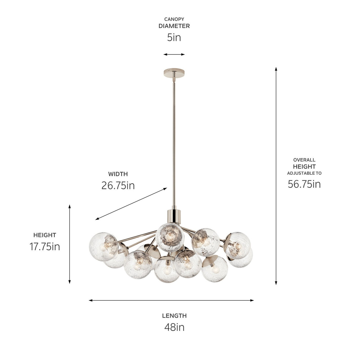 Lustre linéaire convertible 12 lumières | Silvarious