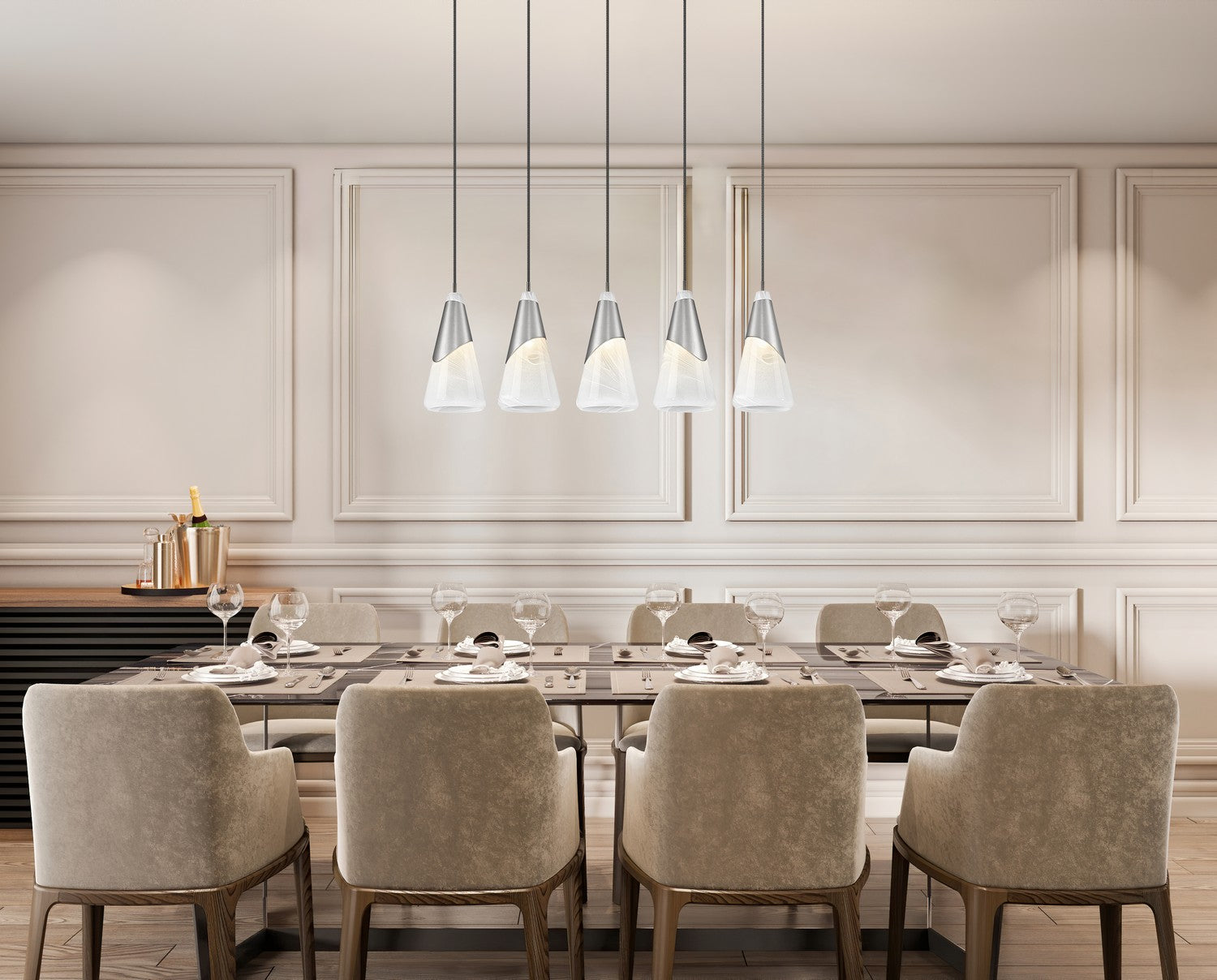 Lustre linéaire 5 lumières | Aimie