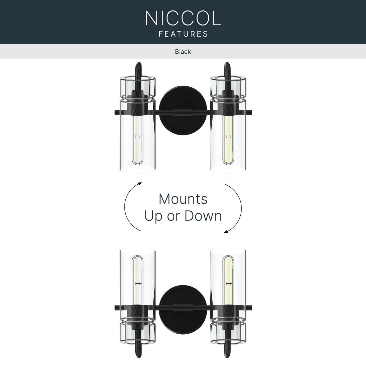 Applique de salle de bain 2 lumières | Niccol