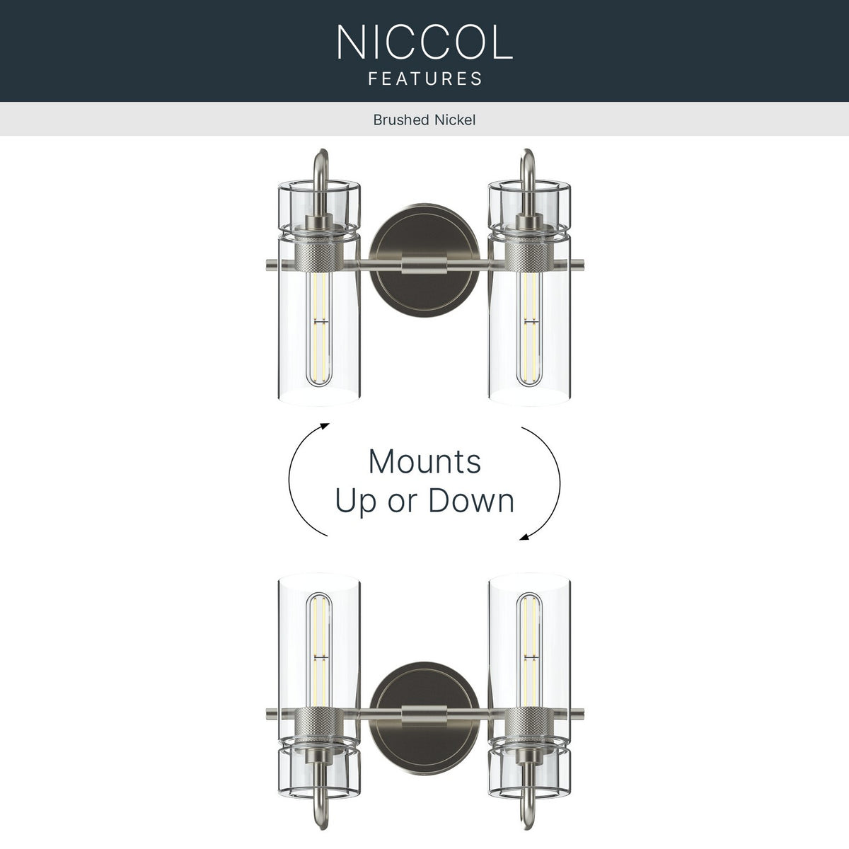 Applique de salle de bain 2 lumières | Niccol