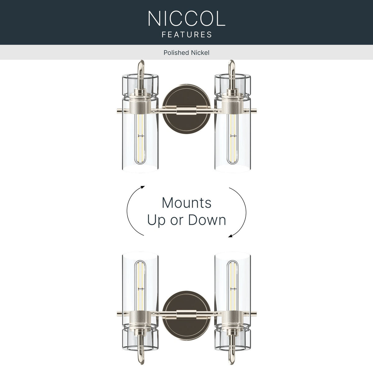 Applique de salle de bain 2 lumières | Niccol