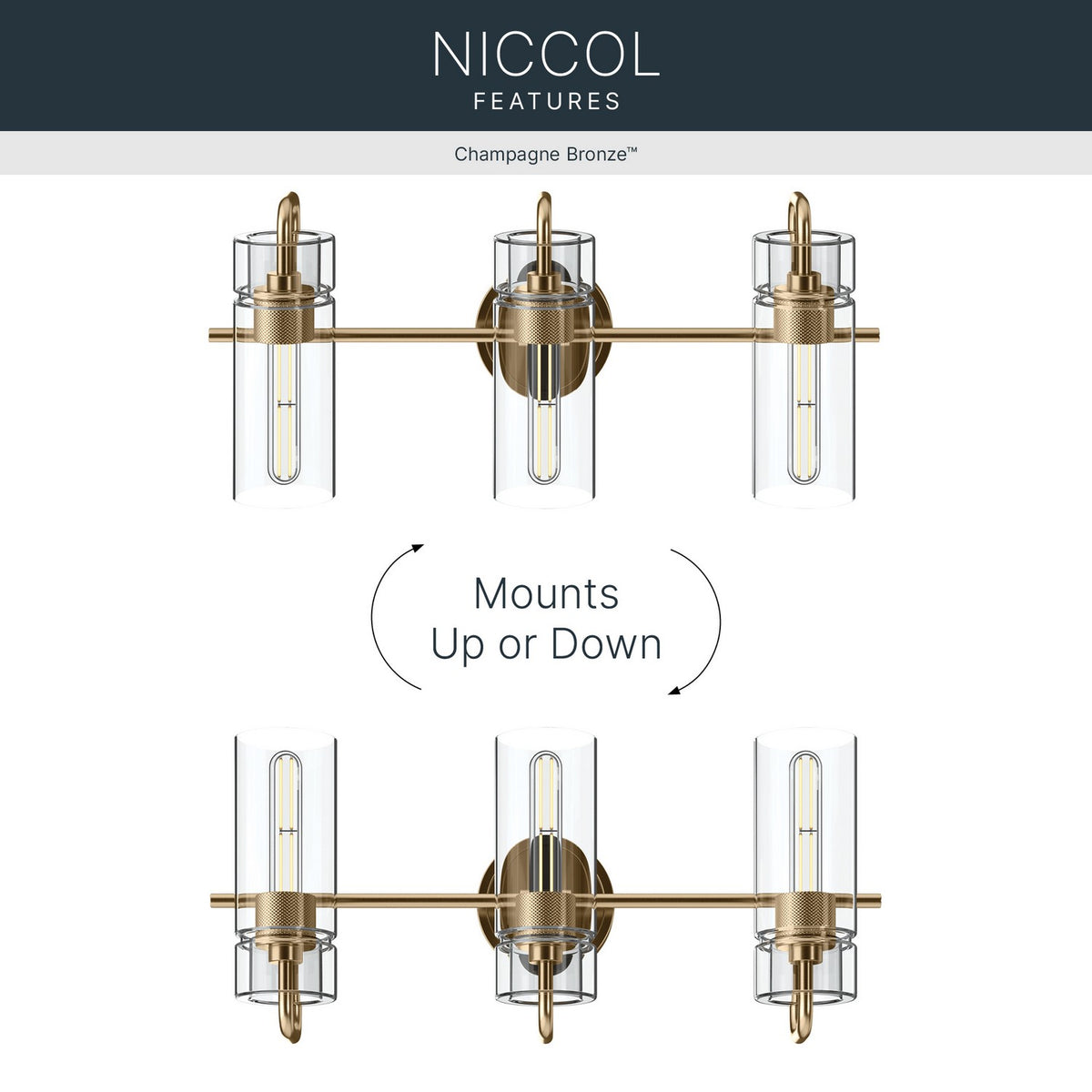 Applique de salle de bain 3 lumières | Niccol