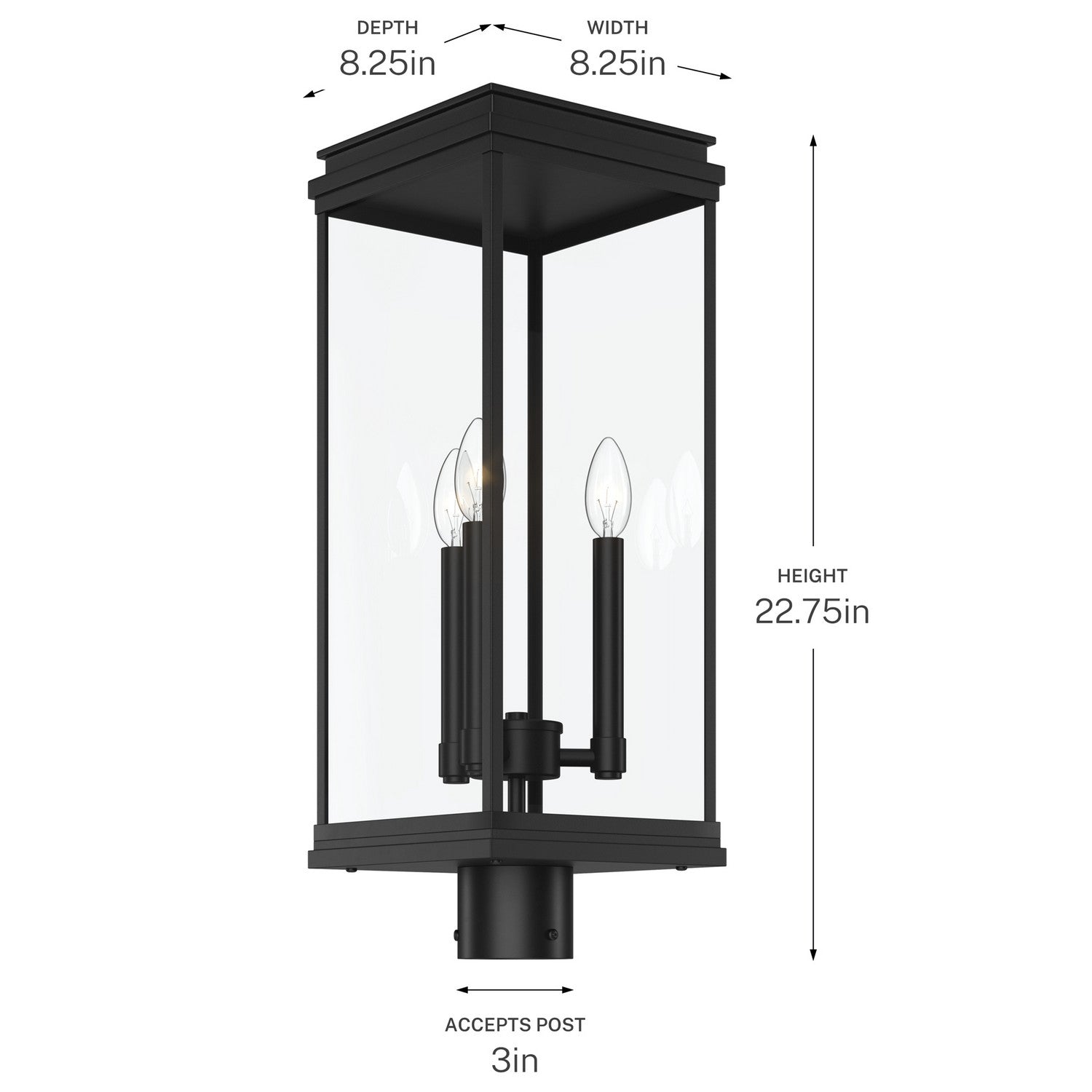 Lanterne sur poteau extérieure 3 lumières | Lundon