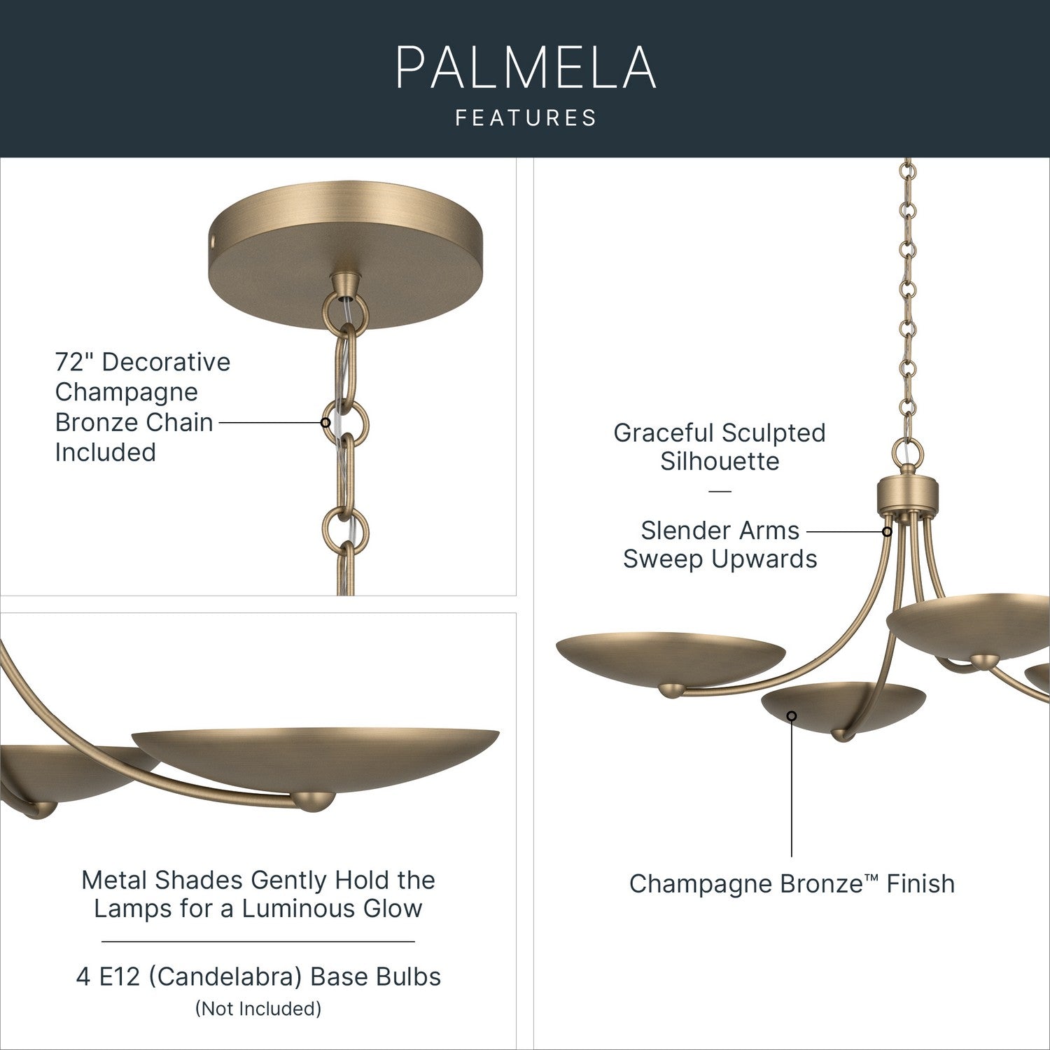 Lustre ou semi-plafonnier 4 lumières | Palmela