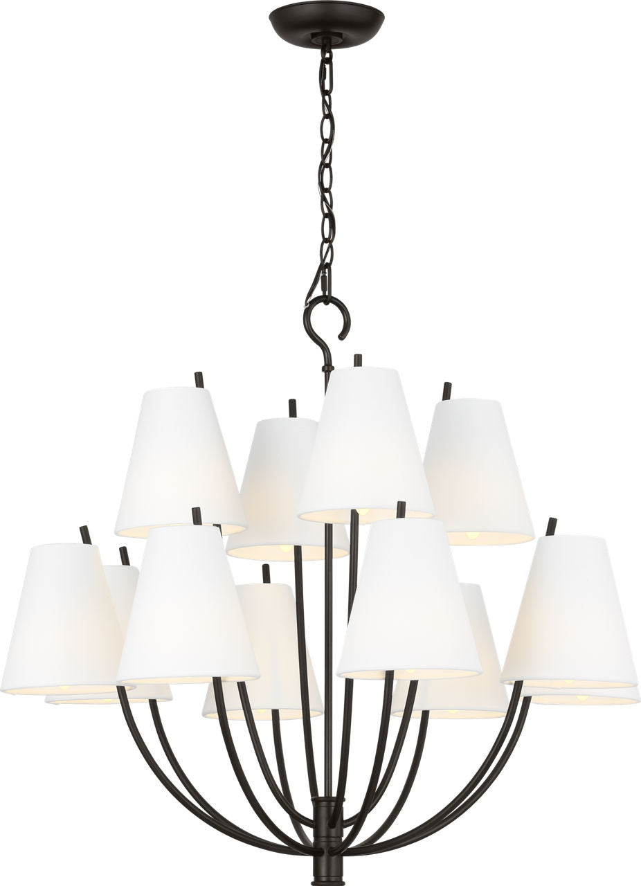 Lustre 12 lumières | Aged Iron | Marina