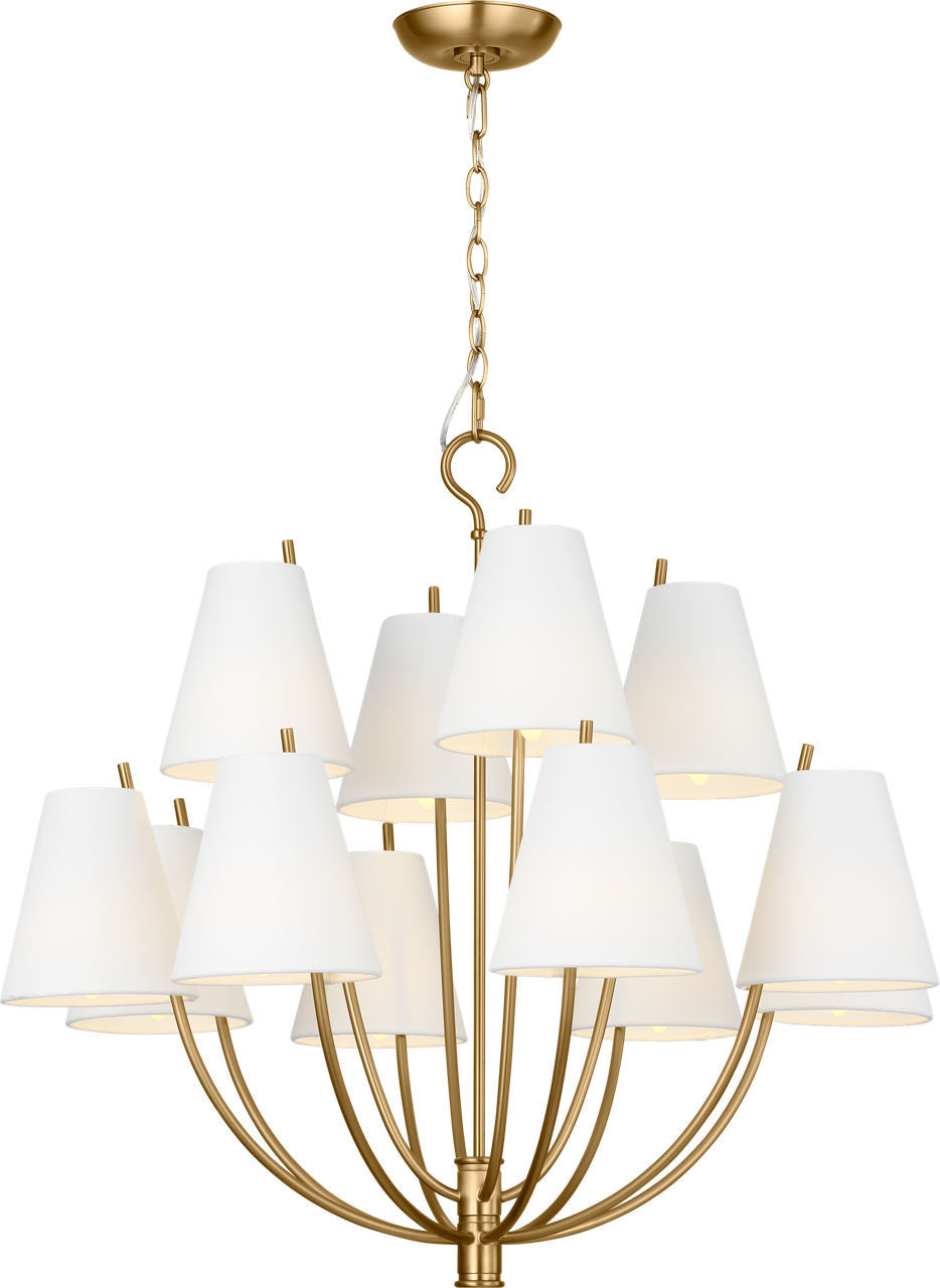 Lustre 12 lumières | Burnished Brass | Marina
