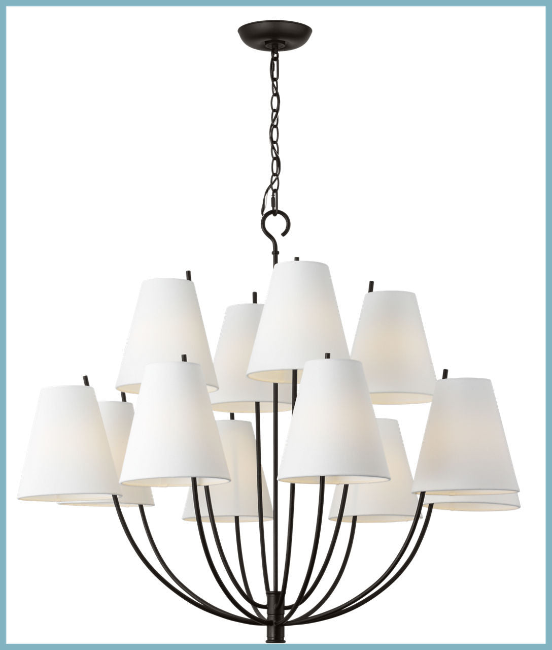 Lustre 12 lumières | Aged Iron | Marina