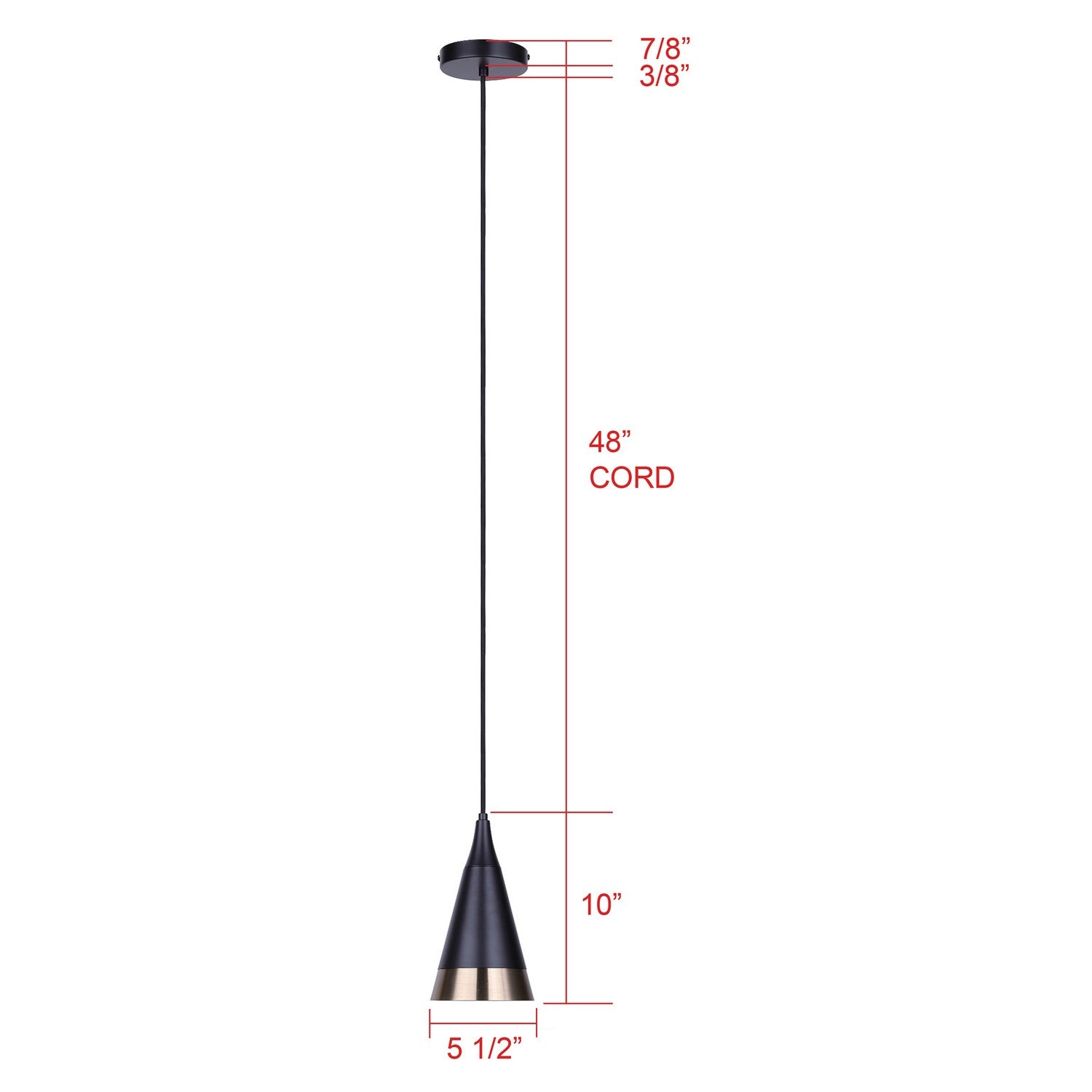 Suspension 1 lumière | Noire