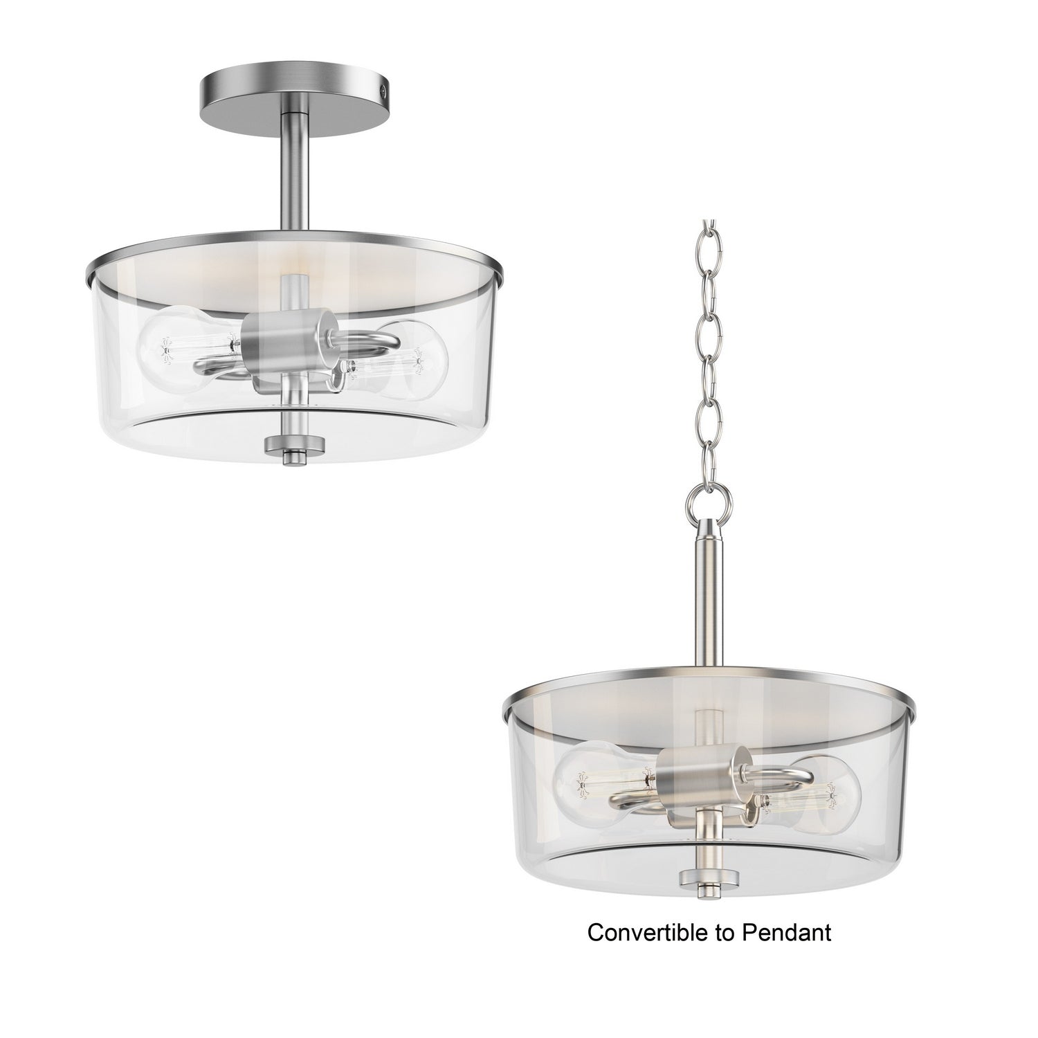 Semi-plafonnier ou suspension convertible 2 lumières | Fuller