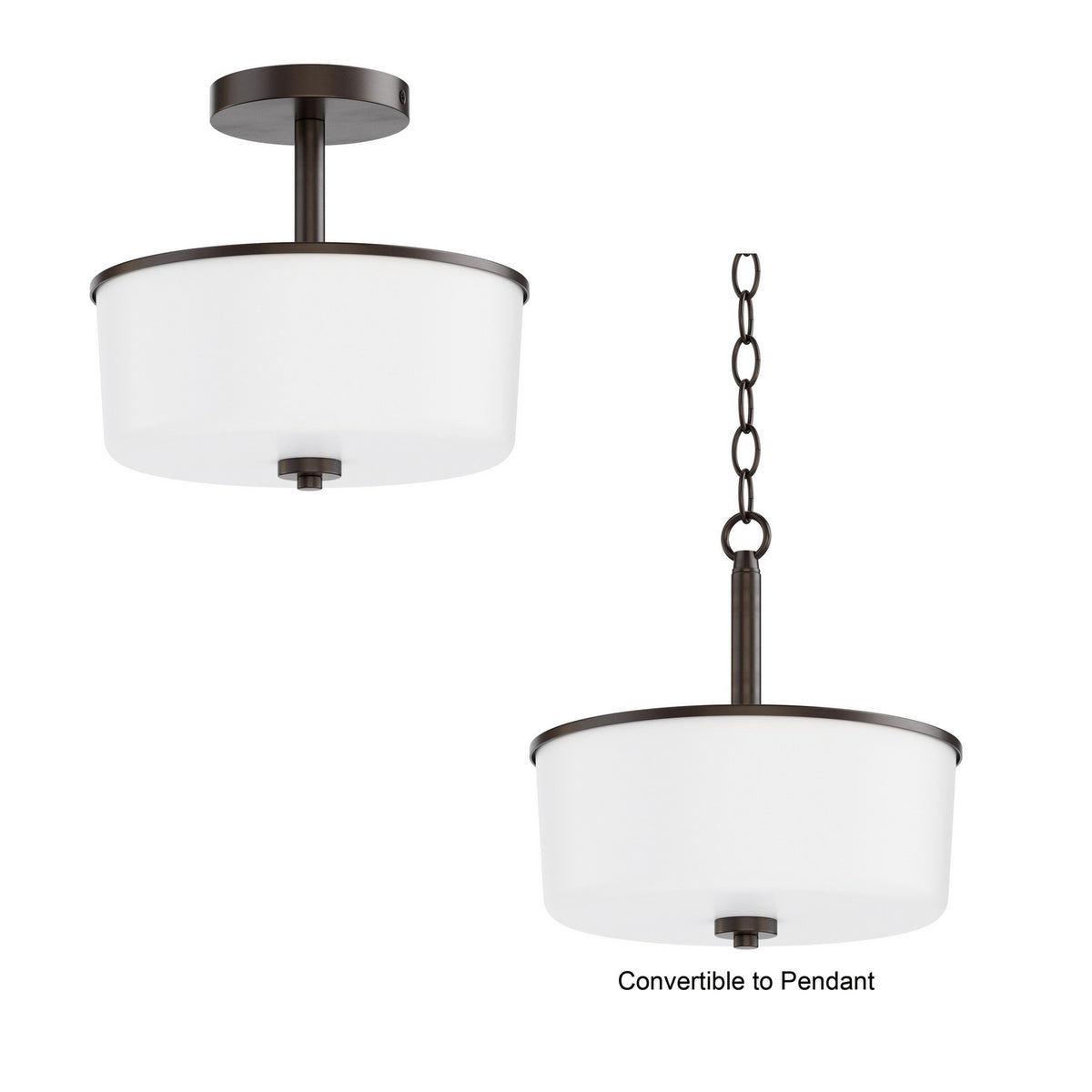 Semi-plafonnier ou suspension convertible 2 lumières | Fuller